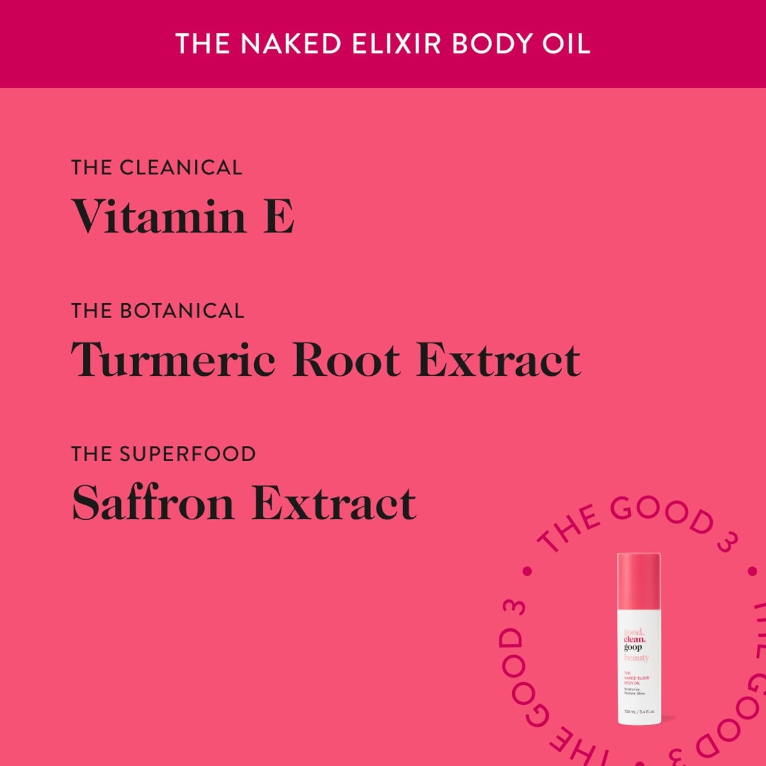 Beauty the Naked Elixir Body Oil | Body Oil to Hydrate Skin Barrier | Vitamin E Oil, Turmeric Root Extract & Saffron Extract | Body Moisturizer | Cruelty-Free & Vegan | 3.4 Fl Oz