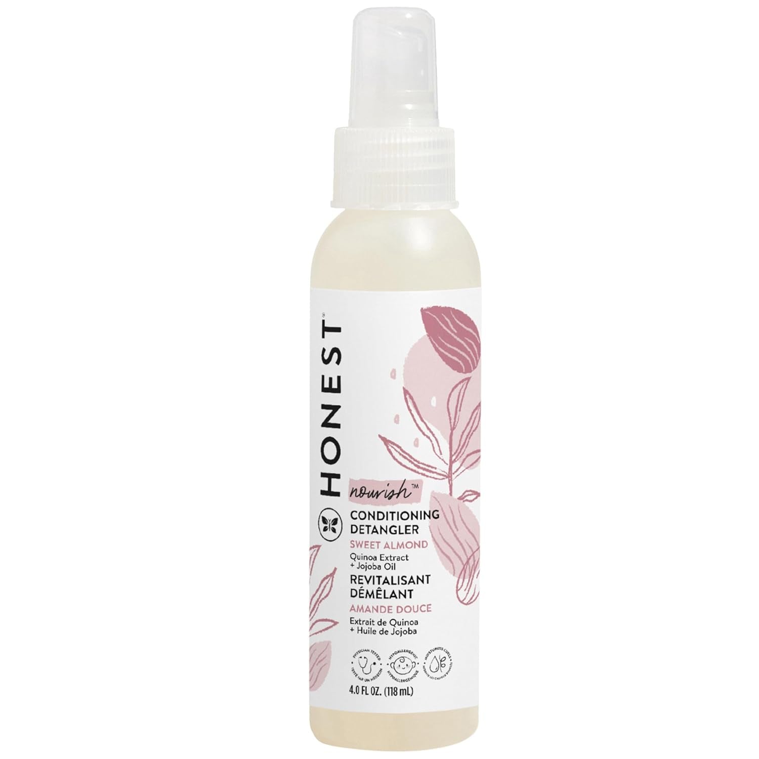 Conditioning Hair Detangler , Leave-In Conditioner + Fortifying Spray , Tear-Free, Cruelty-Free, Hypoallergenic , Almond Nourishing, 4 Fl Oz