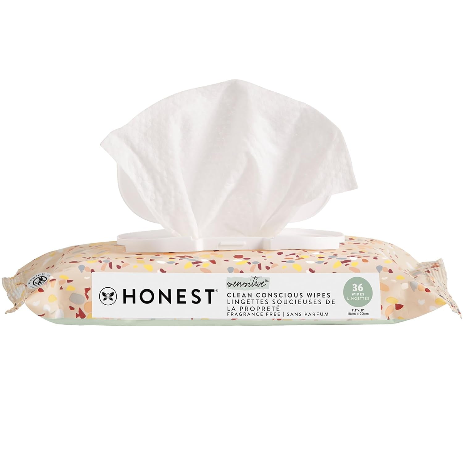 Clean Conscious Unscented Wipes | over 99% Water, Compostable, Plant-Based, Baby Wipes | Hypoallergenic for Sensitive Skin, EWG Verified | Terrazzo, 36 Count