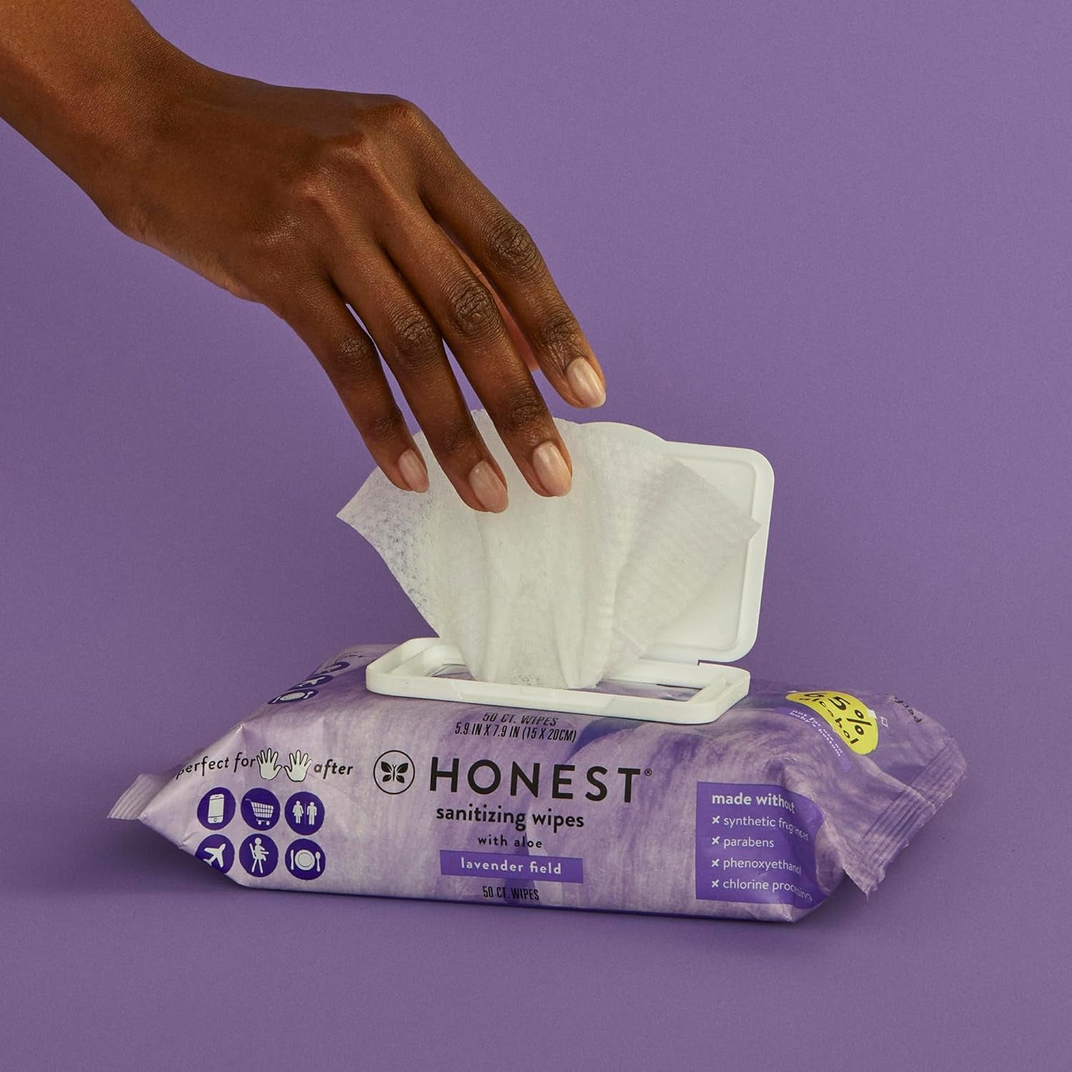 Sanitizing Alcohol Wipes | Kills 99% of Germs, Made with Aloe | Lavender, 150 Count (3 Packs of 50)