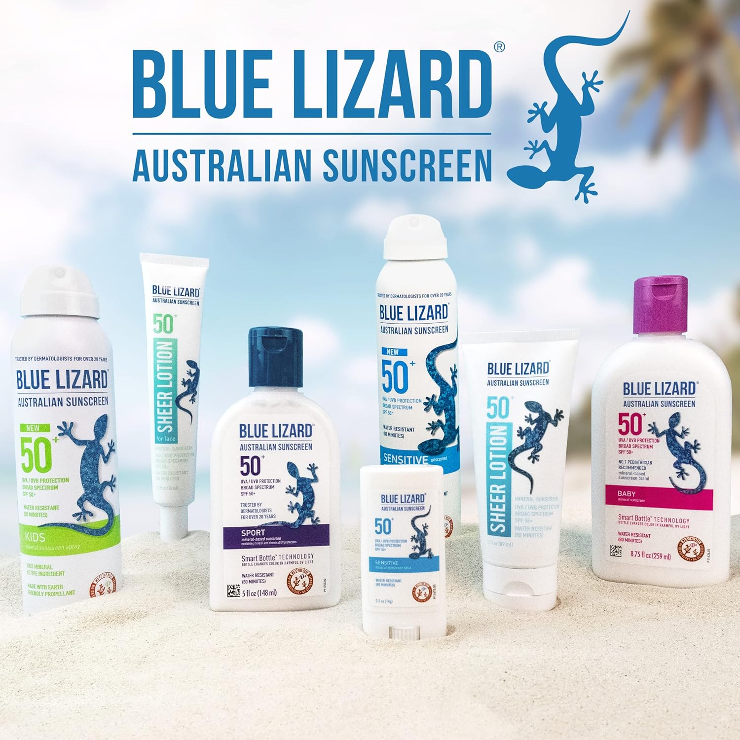 BLUE LIZARD Mineral Sunscreen Stick - SPF 50+ Water-Resistant, Fragrance-Free - 0.5 oz