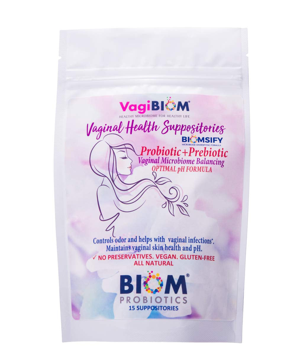 Biom Vaginal Probiotic Suppository: Natural Vaginal Ph and Odor Control Regimen; Balance and Nourishes Vaginal Microbiome; No Parabens, No Preservatives (15 Count)