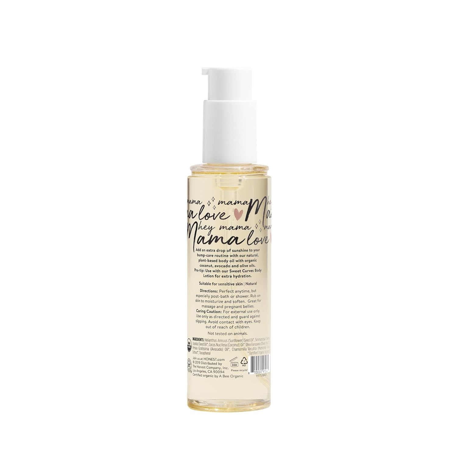 Honest Mama Glow on Body + Belly Oil | Organic, Plant-Based, Hypoallergenic, Omega-Infused | 4.2 Fl Oz