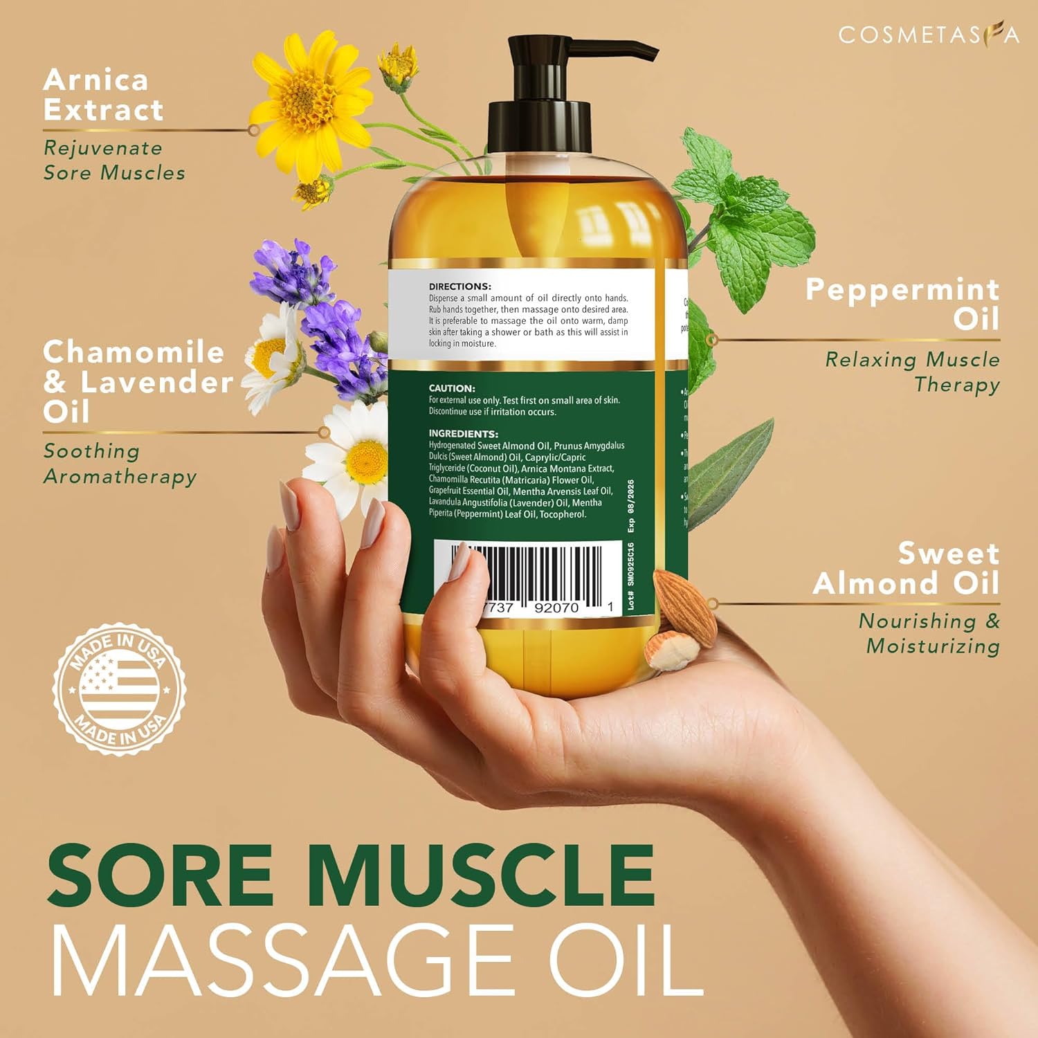 Massage Oil | Sore Muscle Relief, 8 oz