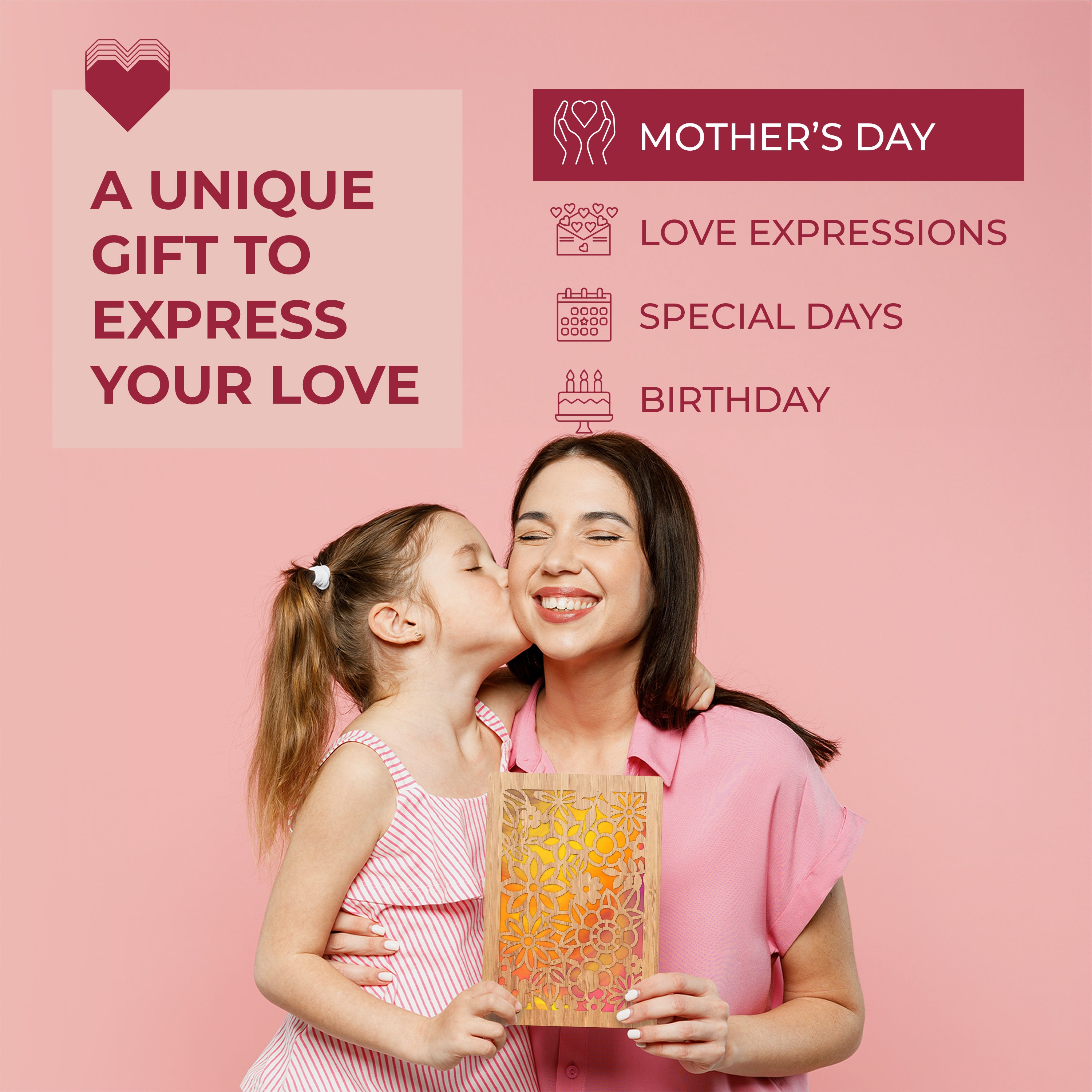 Handcrafted Bamboo Mother's Day Cards - Wildflower