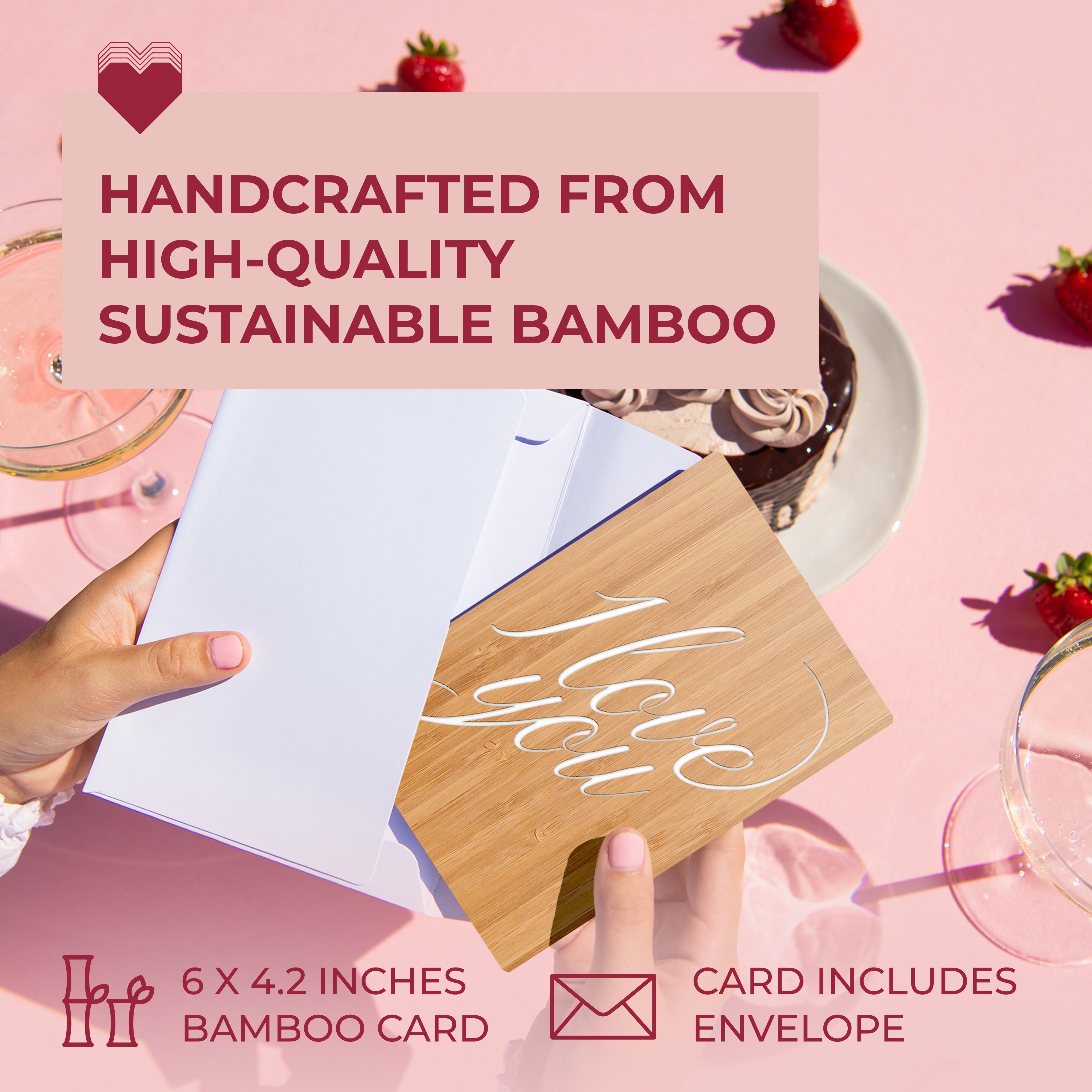 Handcrafted Bamboo Mother's Day Cards - Cursive