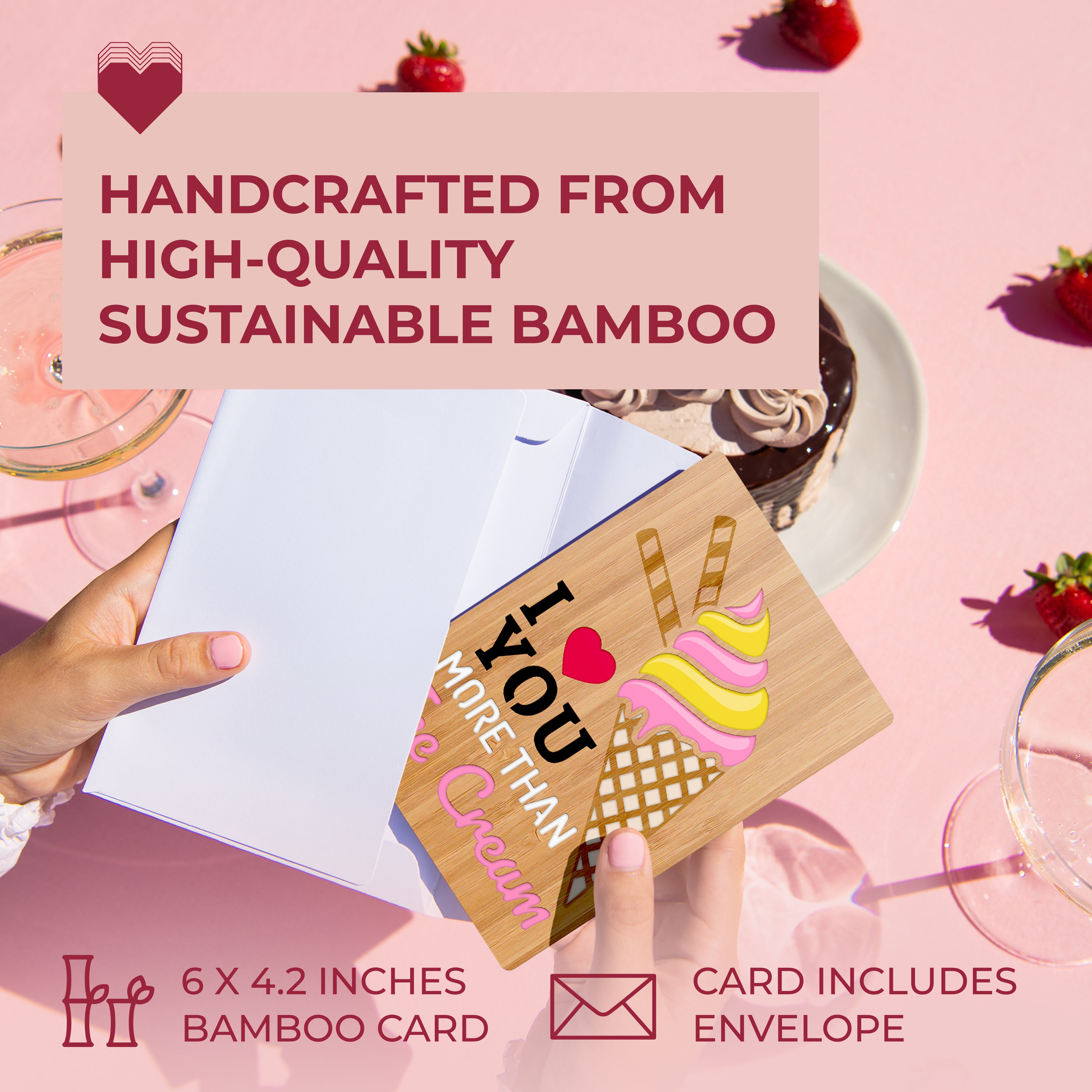 Handcrafted Bamboo Mother's Day Cards - Ice Cream