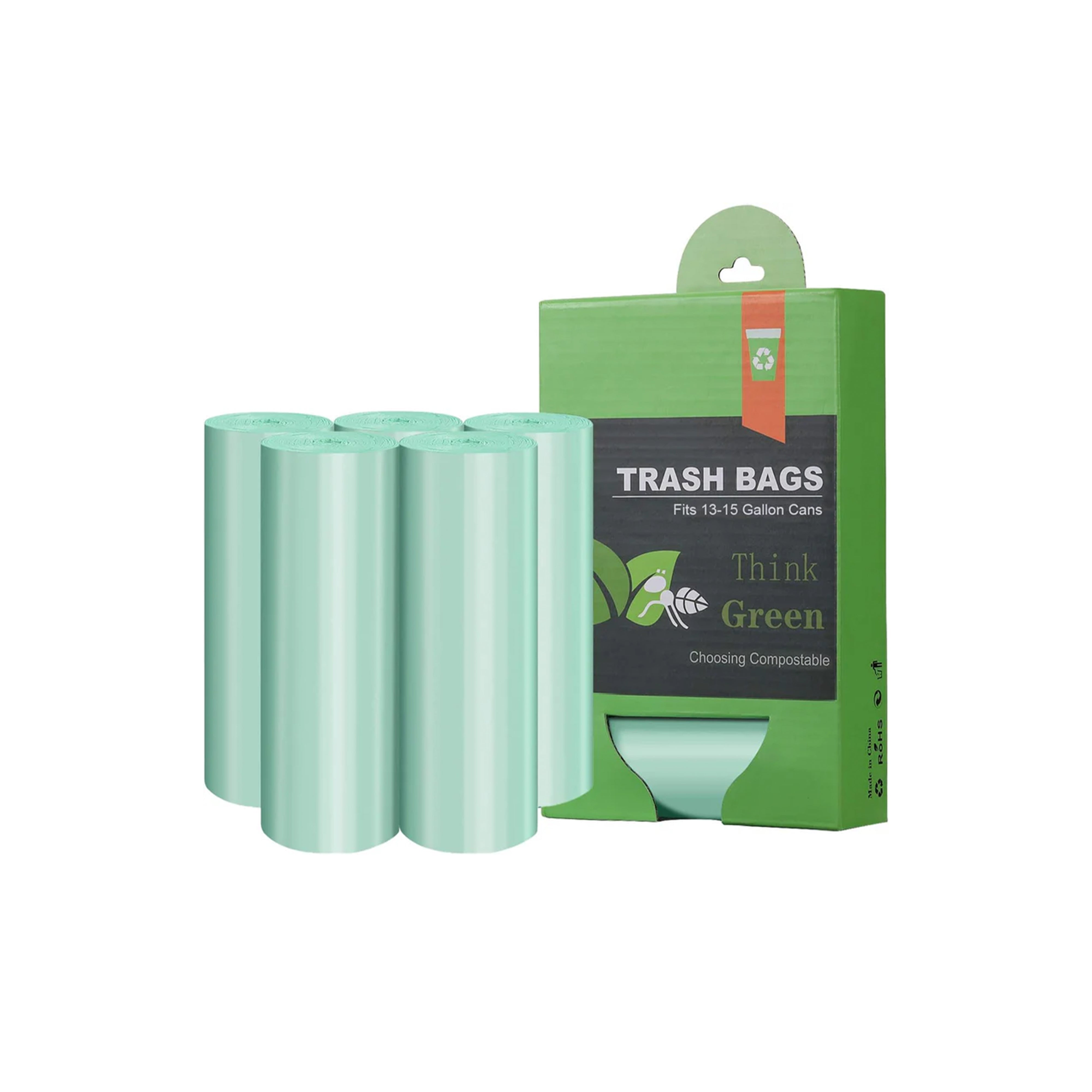 Trash Bags | Compostable, 60 Count (4 Rolls)