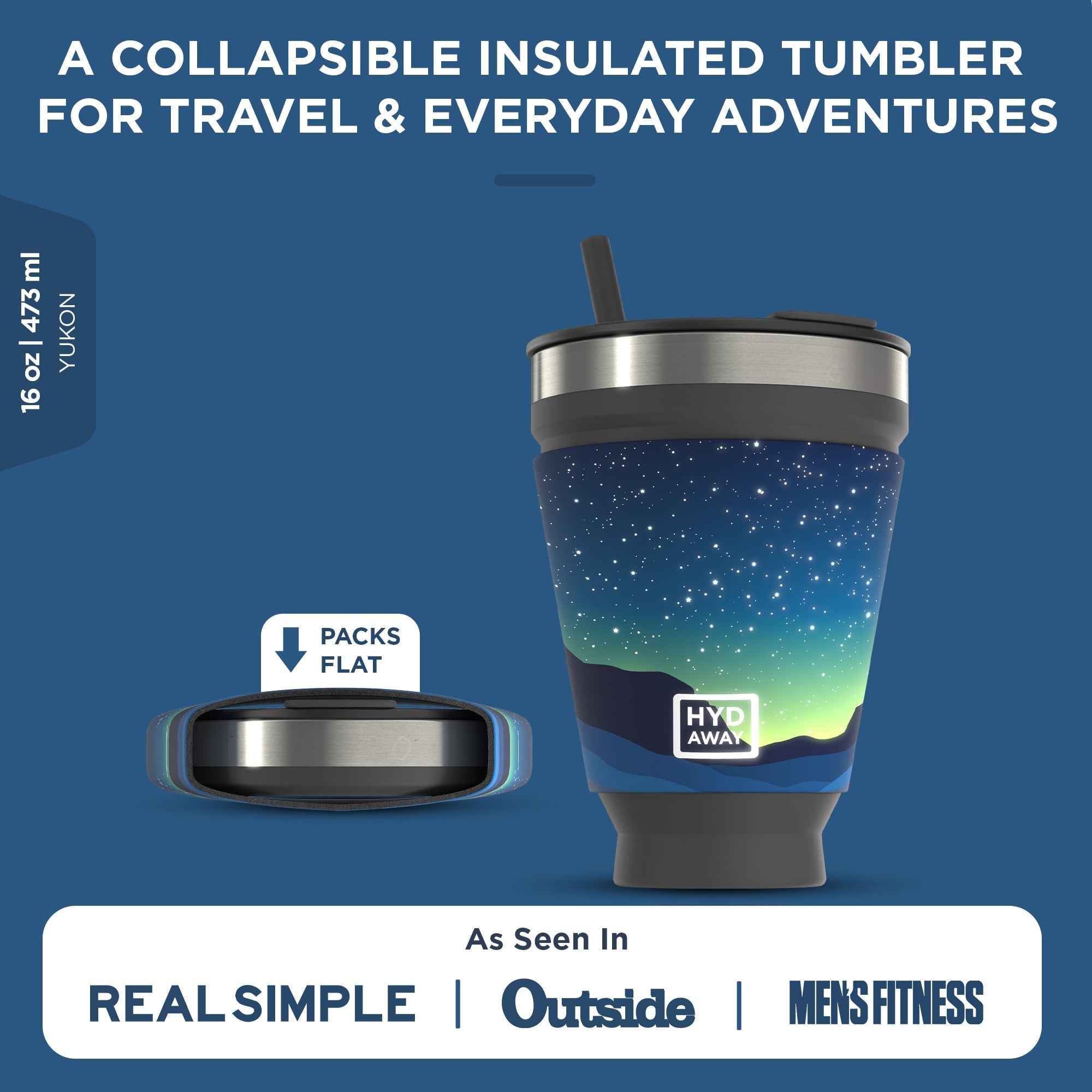 Collapsible Insulated Tumbler with Lid | 16oz, Silicone