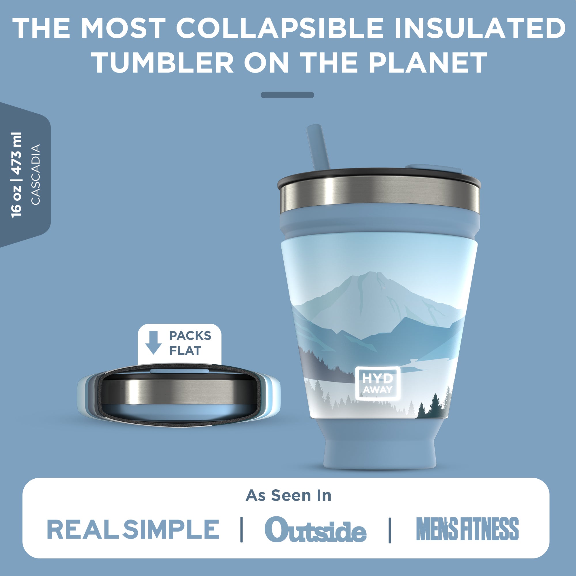 Collapsible Insulated Tumbler with Lid | 16oz, Silicone