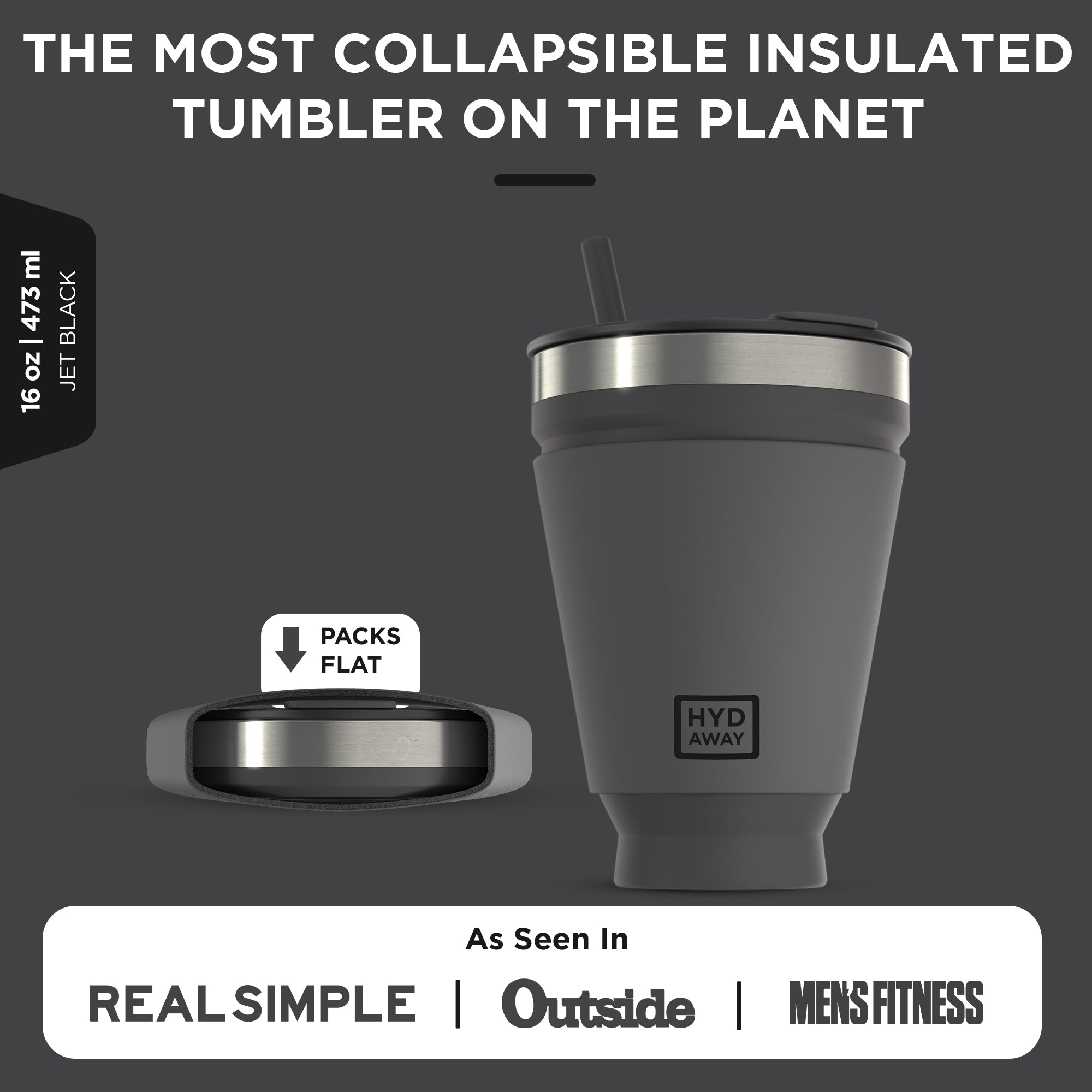 Collapsible Insulated Tumbler with Lid | 16oz, Silicone