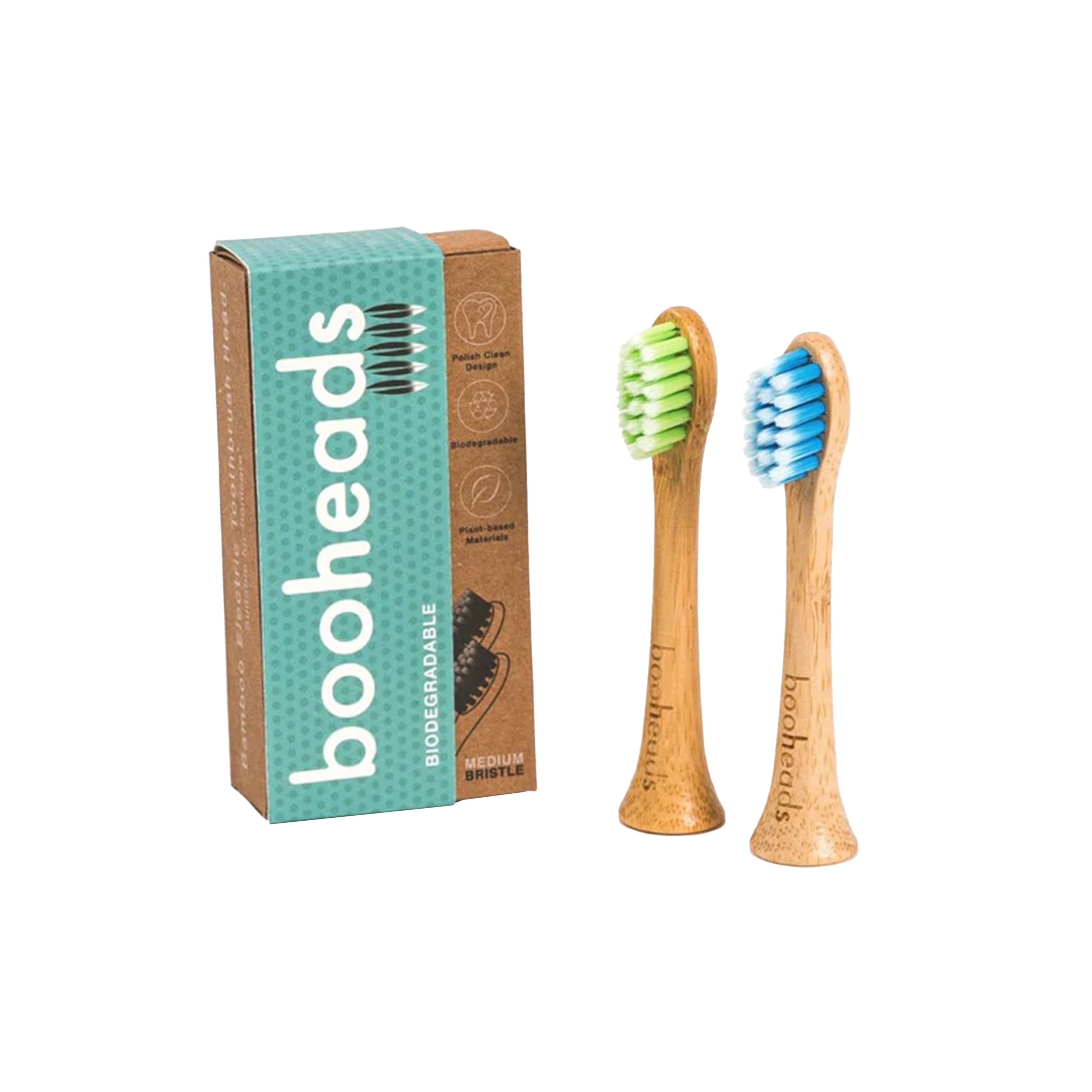 Bamboo Electric Toothbrush Heads | 2 Pieces, Green & Blue