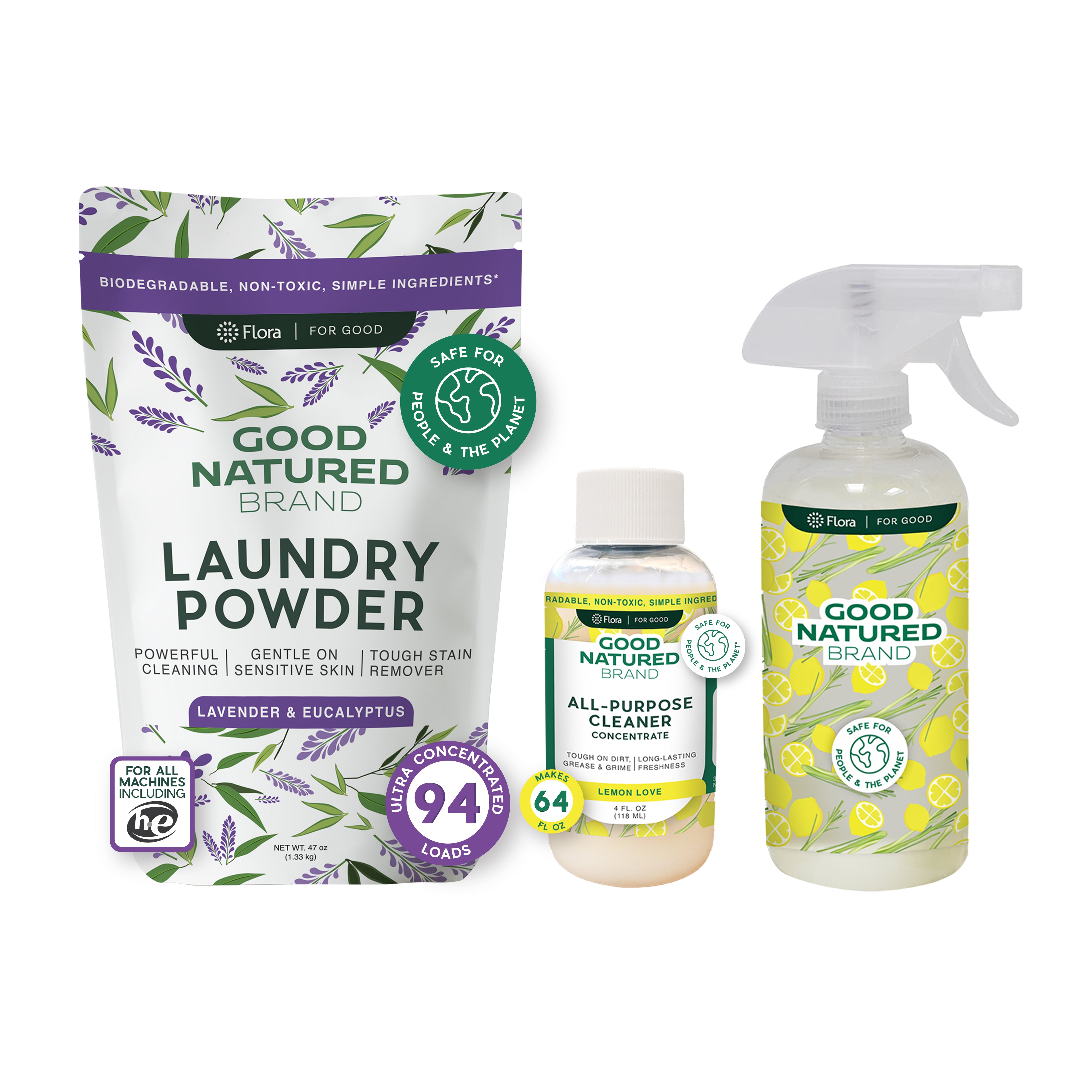Sustainable Home Basics Duo | Natural Laundry Powder, All-Purpose Cleaner