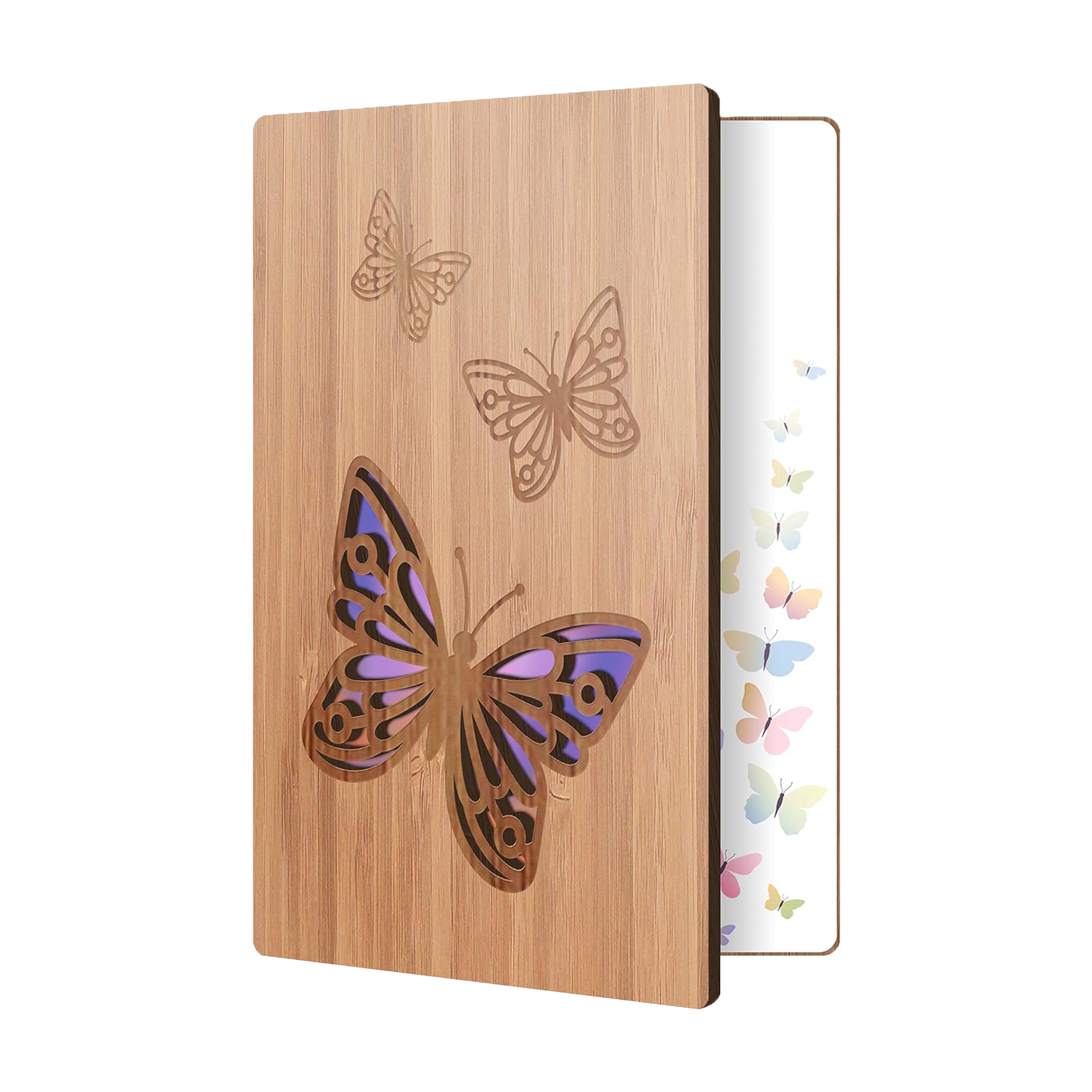 HeartSpace | Nature Greeting Cards | Bamboo Handmade Gift Cards for Any Occasion | Unique Valentines Day Gift for Women, Men, Husband, Wife, Dad, Mom, Son | Memorable Wooden Keepsake | Butterflies
