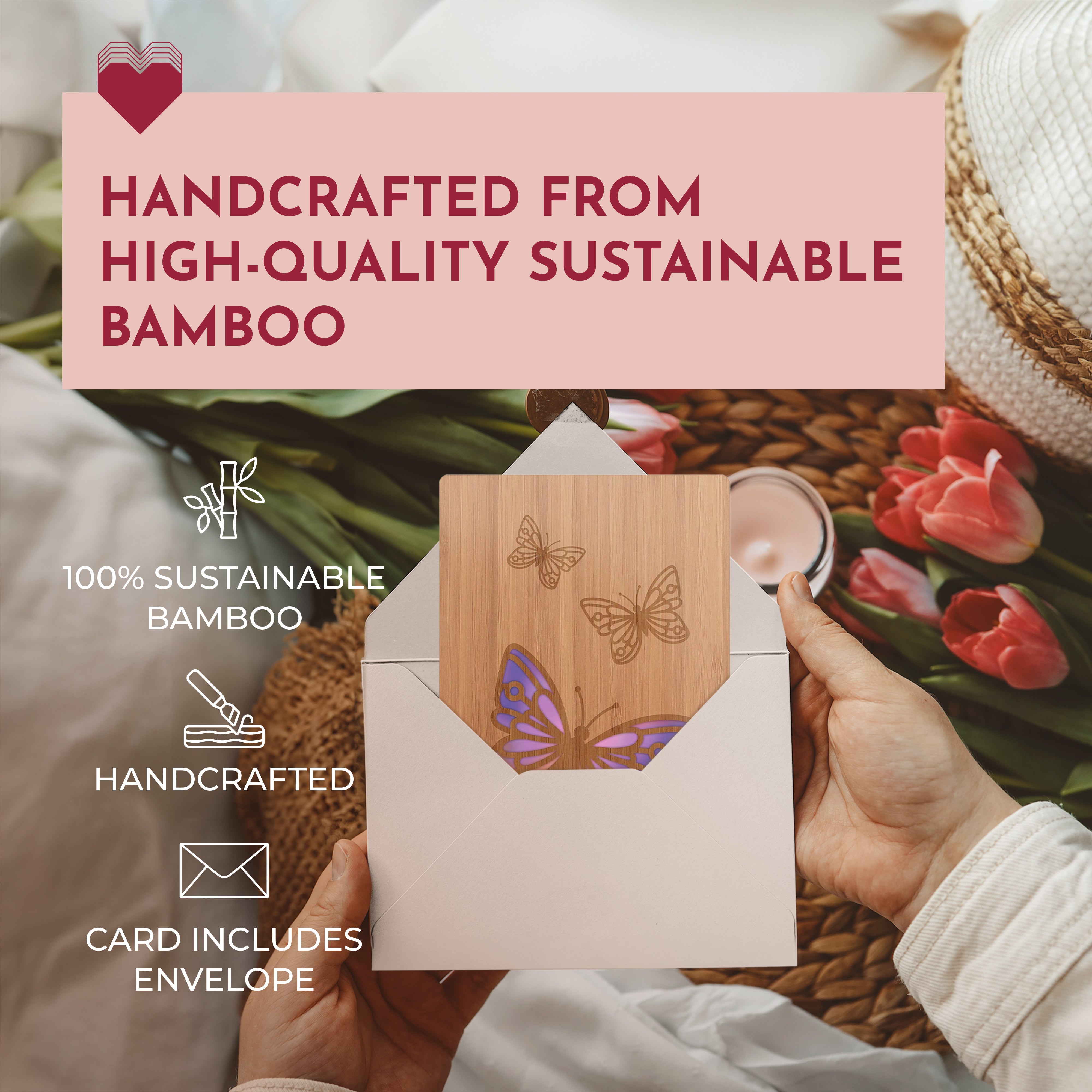 Handcrafted Bamboo Greeting Cards - Butterflies