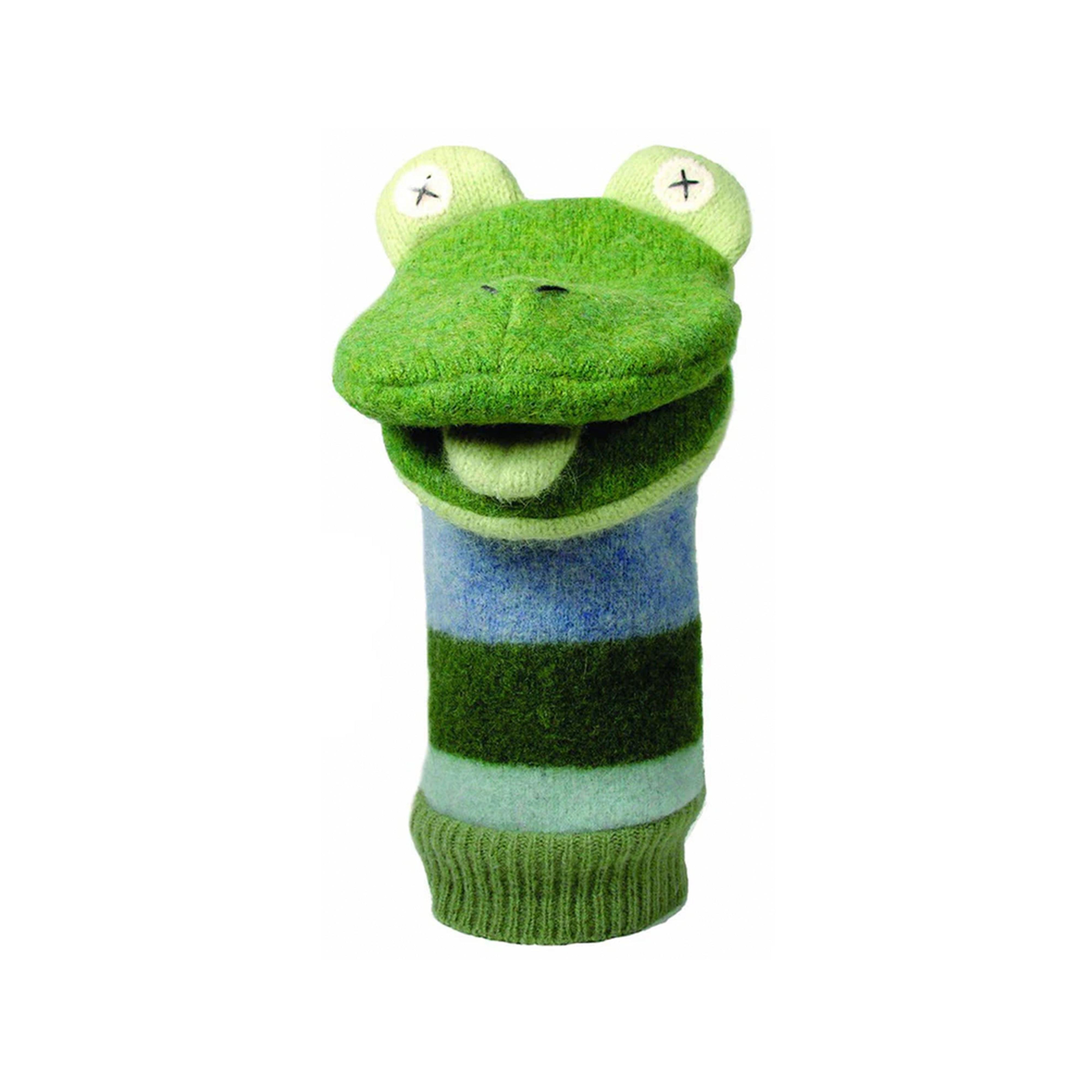 Frog Hand Puppet from Reclaimed Wool