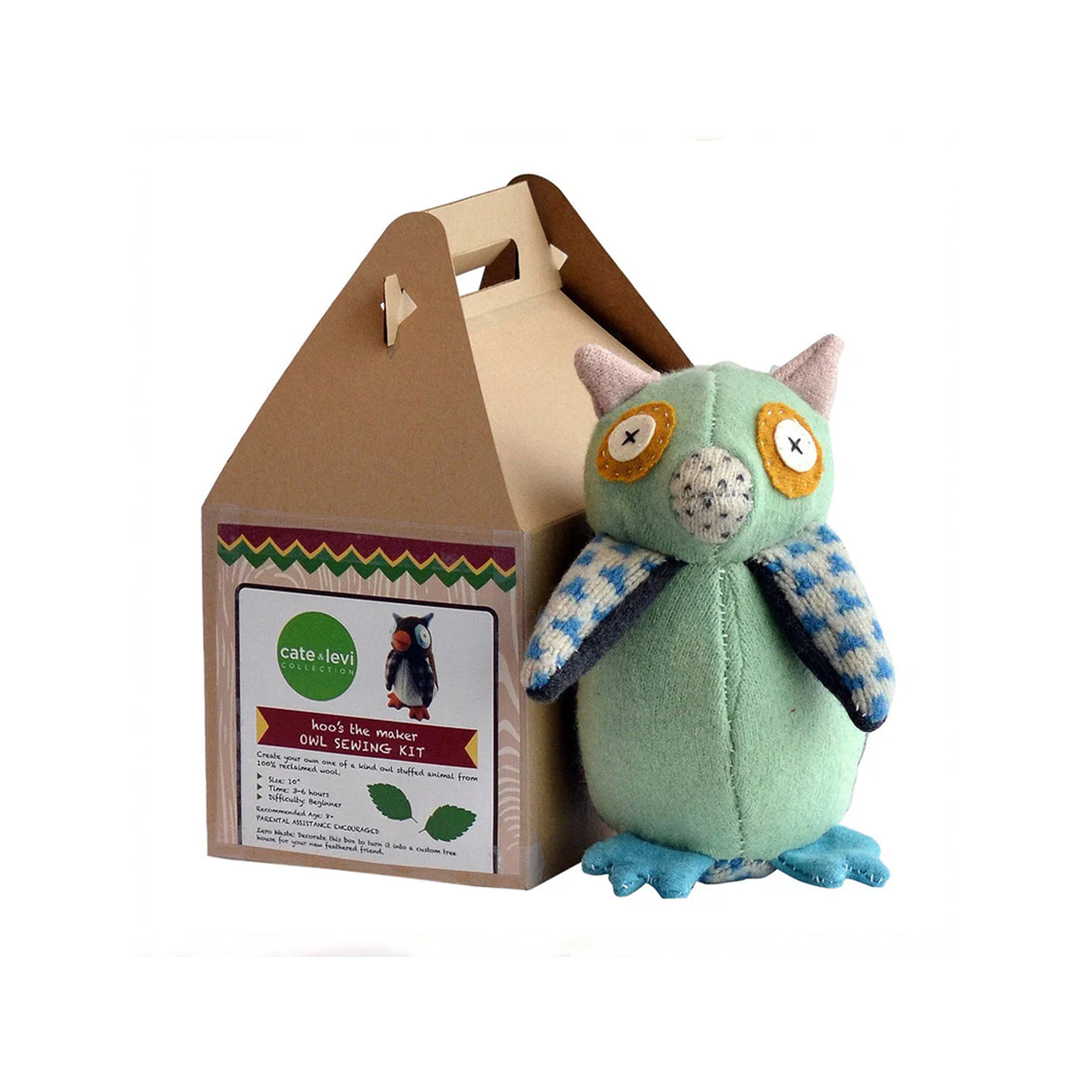 Hoo's The Maker Owl Stuffed Toy Kit from Reclaimed Wool