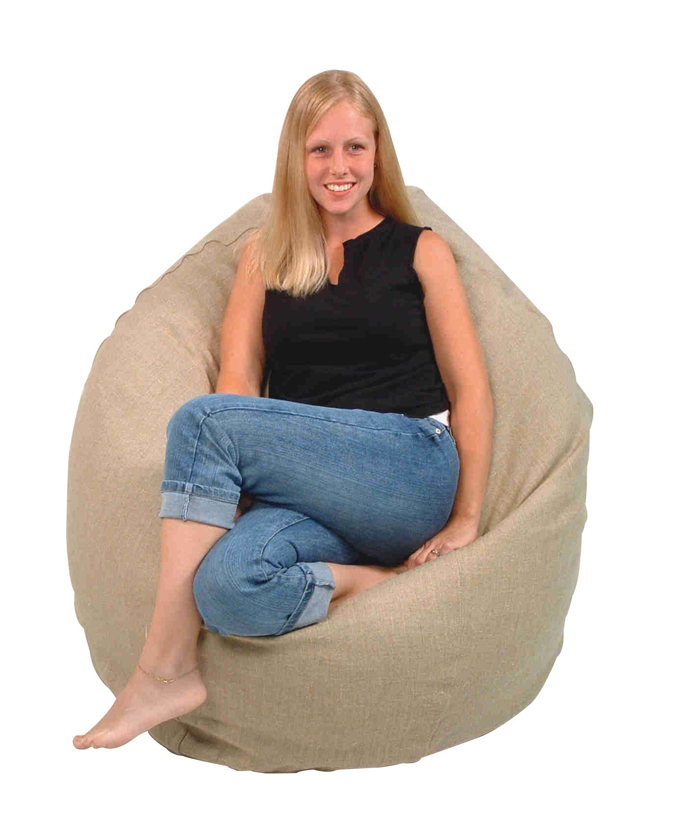 Cotton Comfy Bean Bag Chair | Hemp, 36L x 36W x 40H