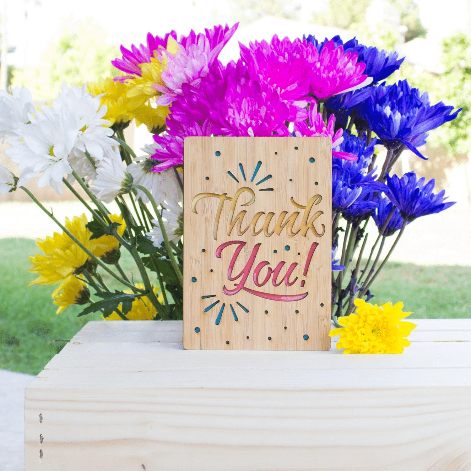 Handcrafted Bamboo Thank You Cards - Confetti