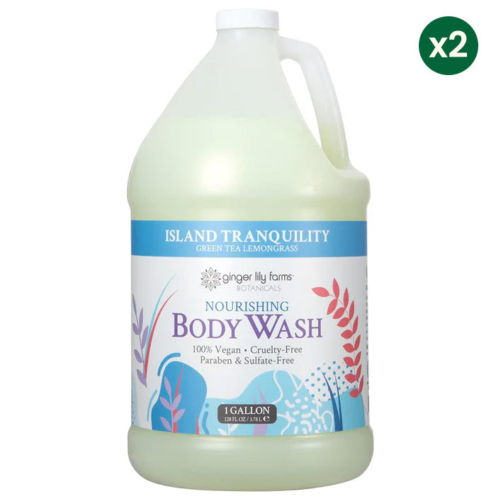 Body Wash | Green Tea & Lemongrass, Vegan, 2 Packs of 1 Gallon Refill