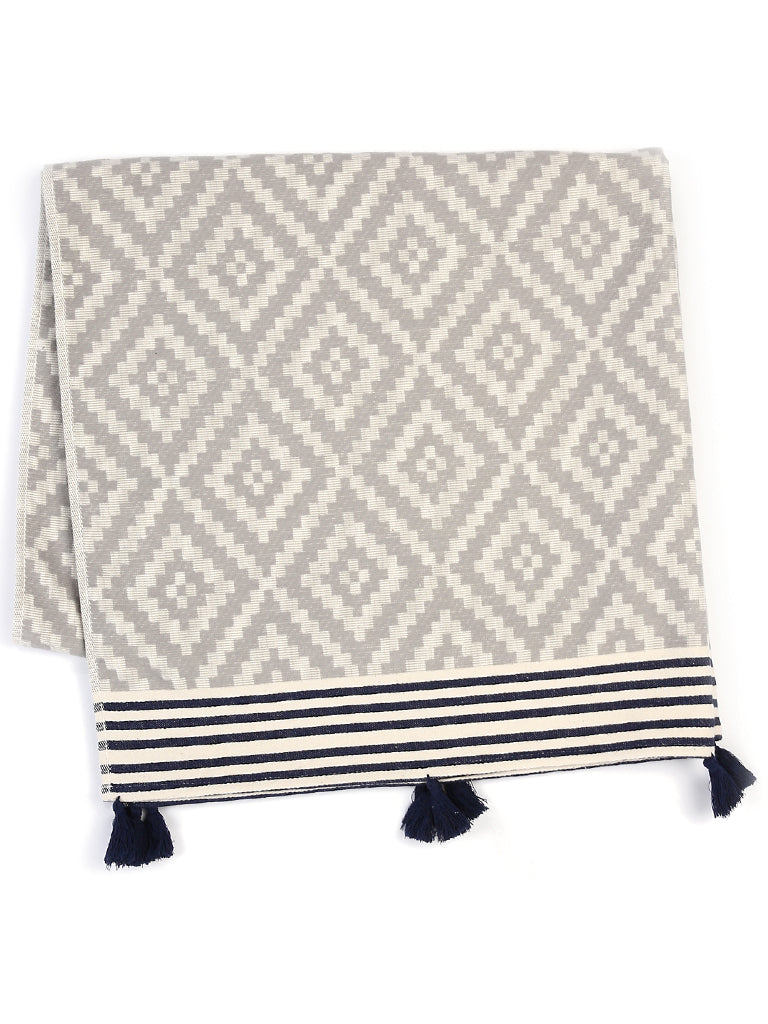 Turkish Towel/Blanket | Merida, Gray & Black, 71" x 39"