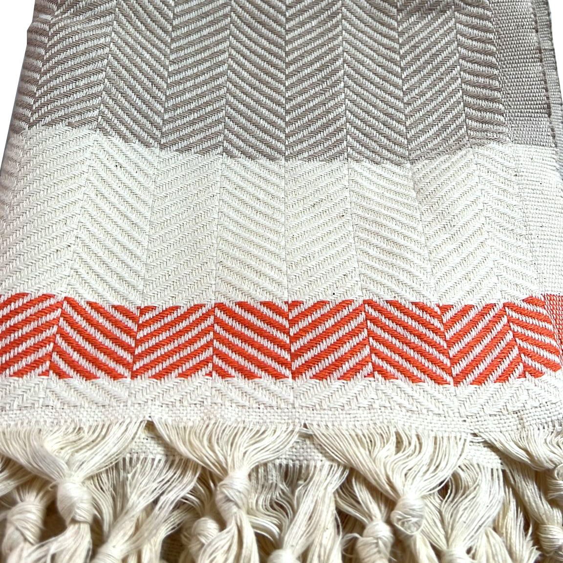 Pipa Hand-Loomed Throw Blanket | Beige, Double-Sided