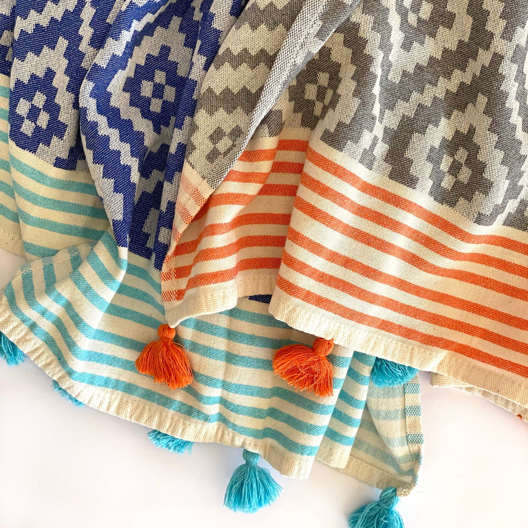 Turkish Towel/Blanket | Merida, Blue, 71"x39"