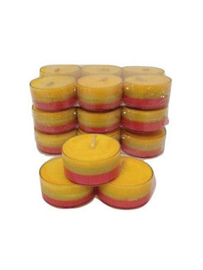 Soy Wax Tea Light Candles | Handmade Organic, Red, Green & Gold - Pack of 12