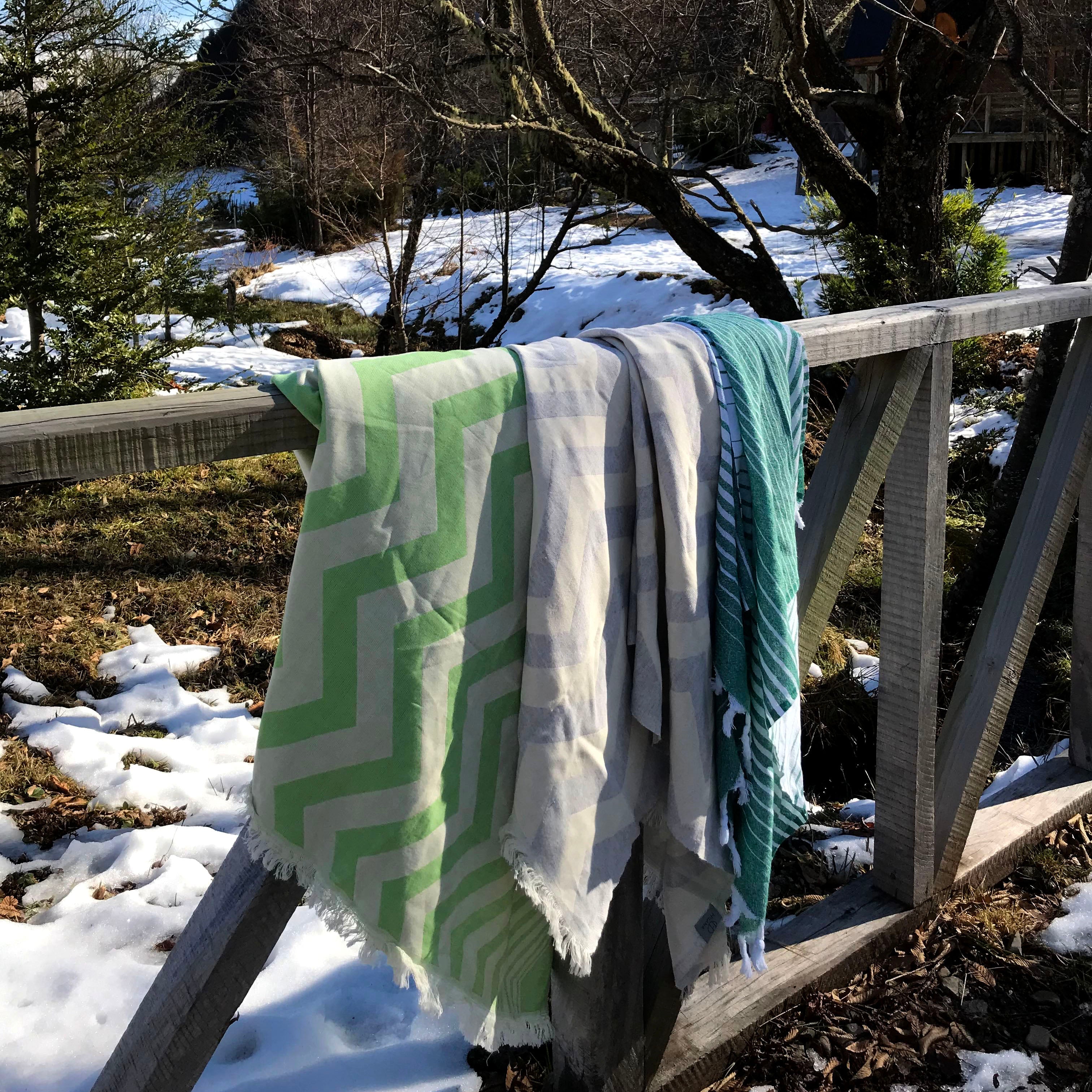 Turkish Towel/Blanket | Mersin Chevron, Green, 71"x40"