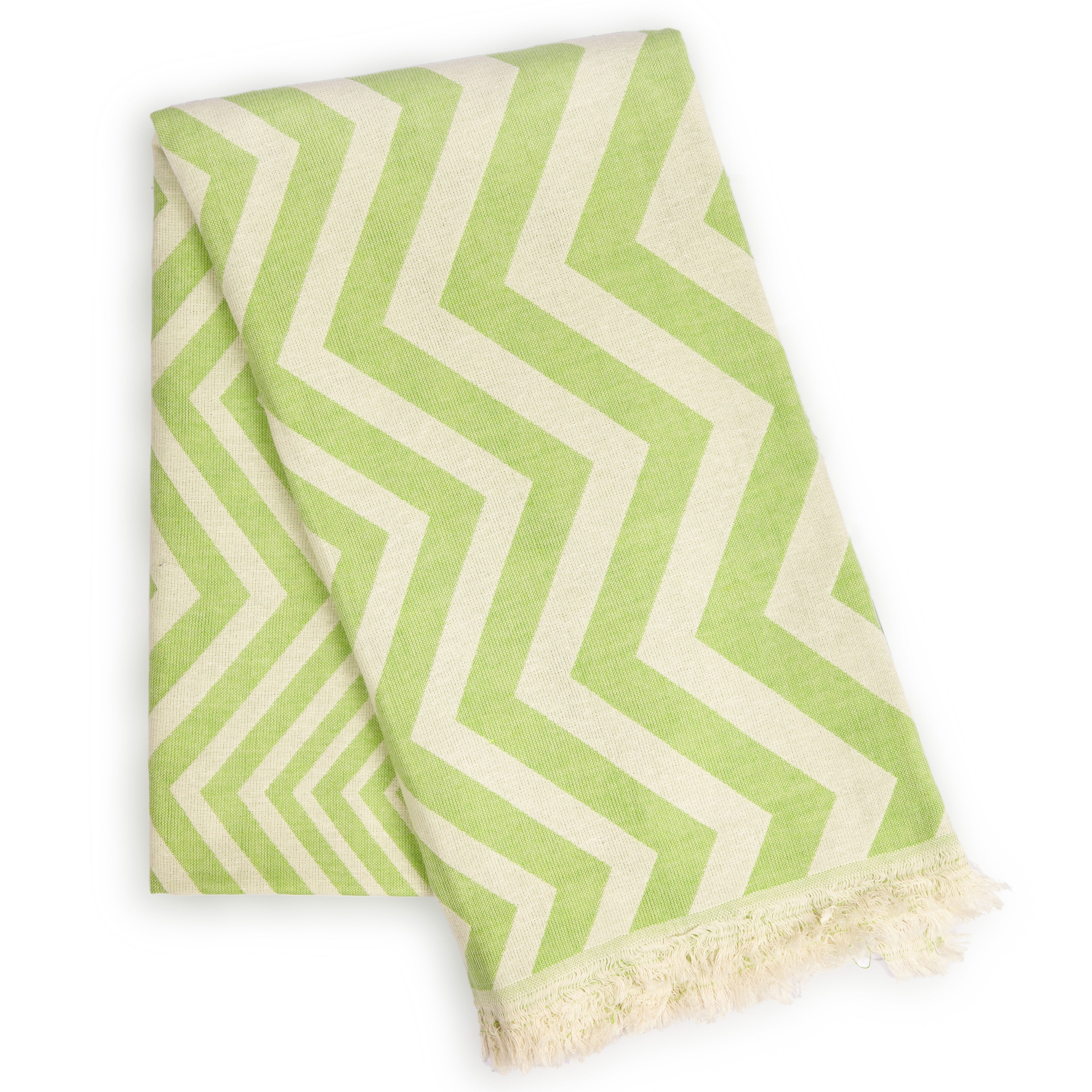 Turkish Towel/Blanket | Mersin Chevron, Green, 71"x40"