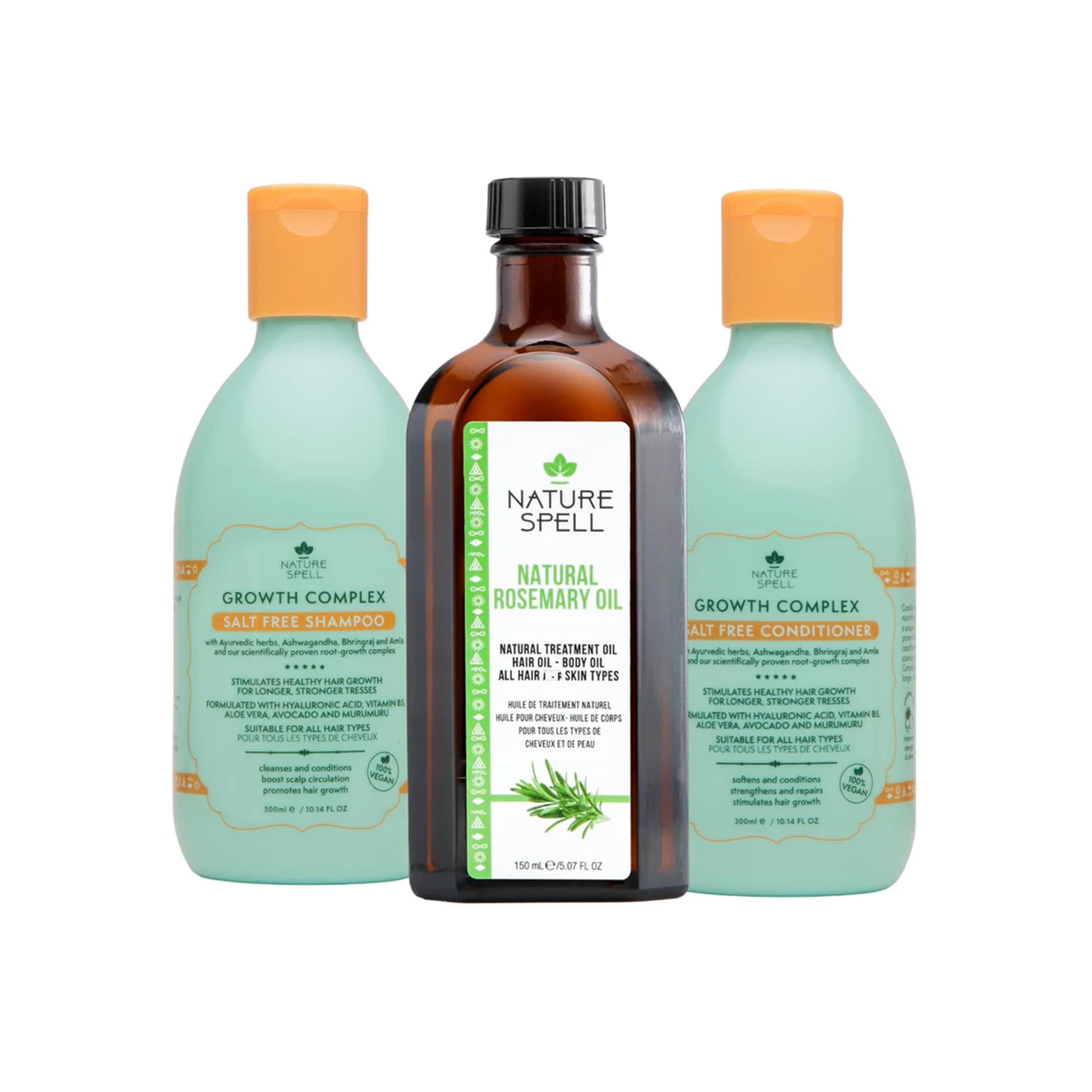 Hair Care Set | Rosemary Oil, Growth Complex Shampoo & Conditioner, 5.07 & 10.14 Fl Oz