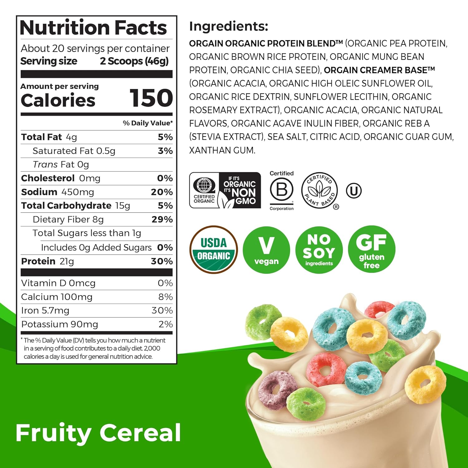 Protein Powder | Fruity Cereal Flavor, 21g Protein, 2.03 lb