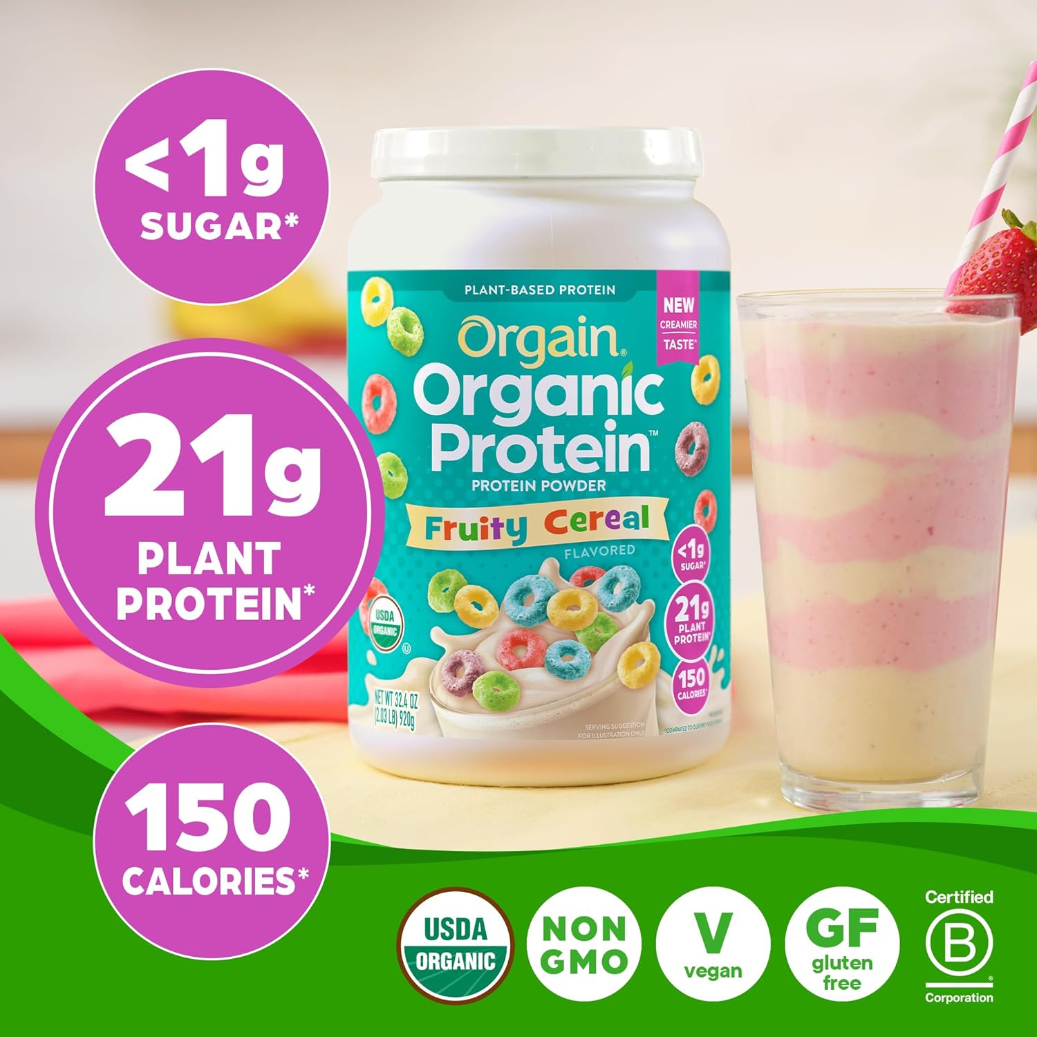 Protein Powder | Fruity Cereal Flavor, 21g Protein, 2.03 lb