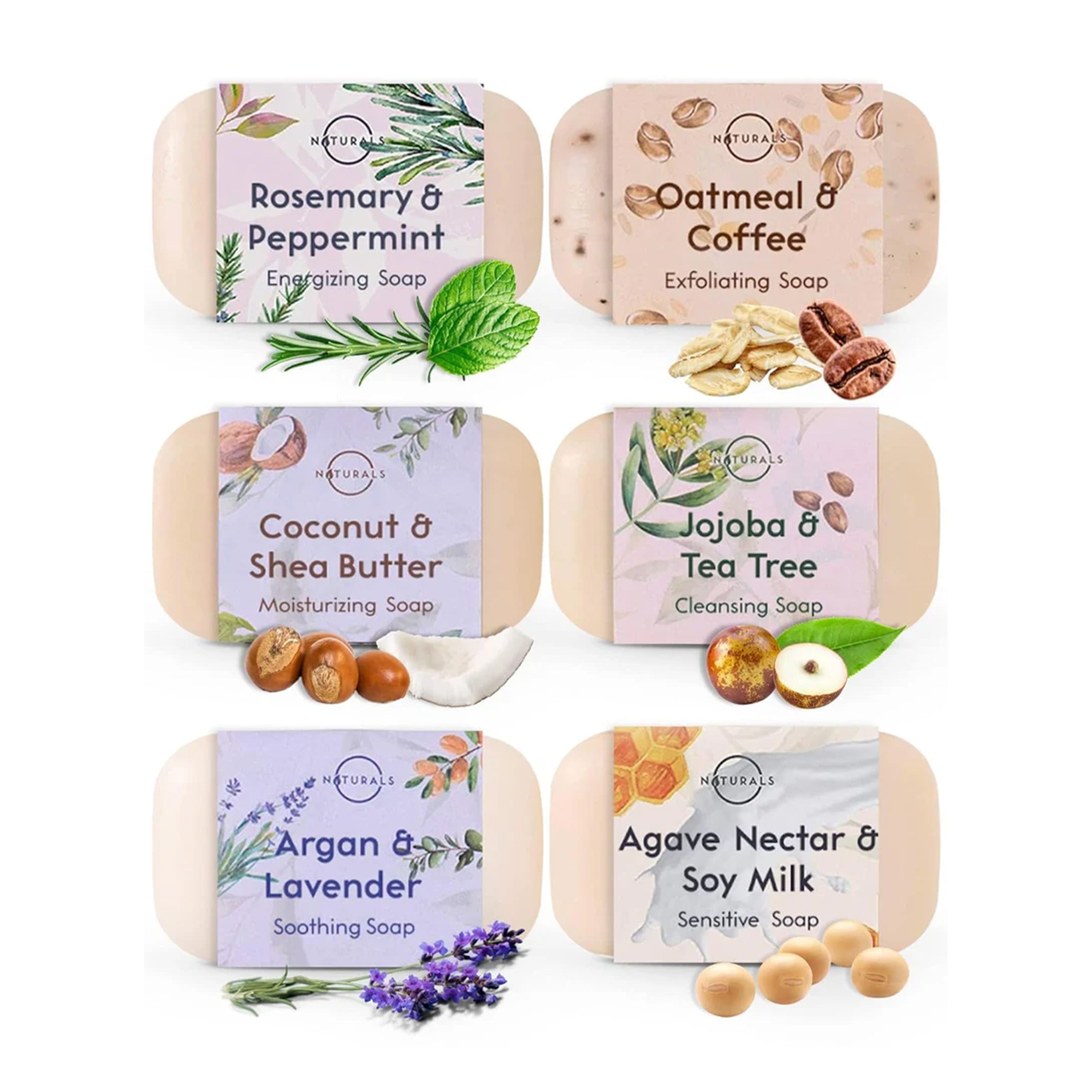 Bar Soap Gift Set | 100% Natural, Spa Essentials, 6-Piece Collection