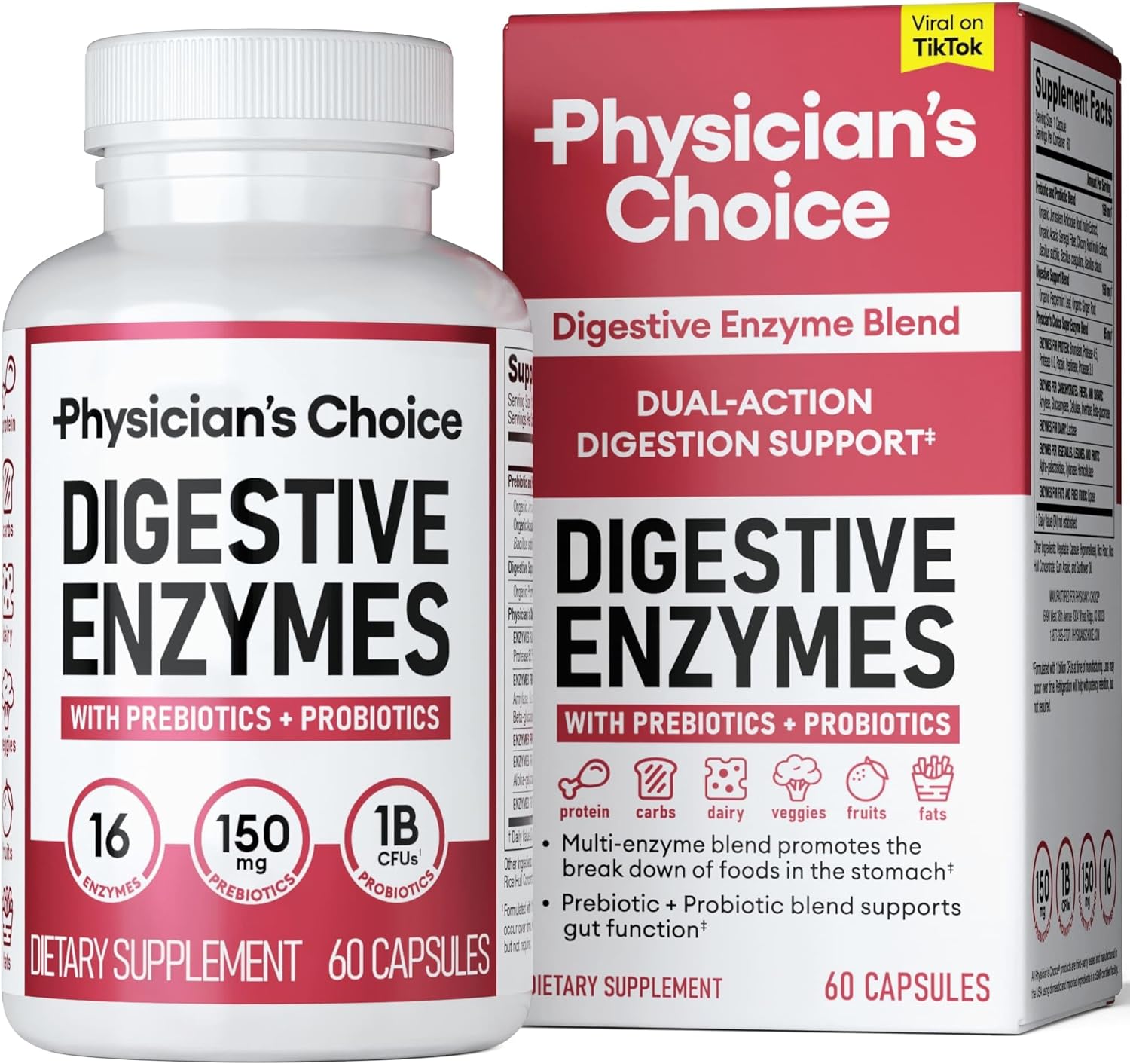 Digestive Enzymes | Multi Enzymes, Prebiotics & Probiotics, 60 CT