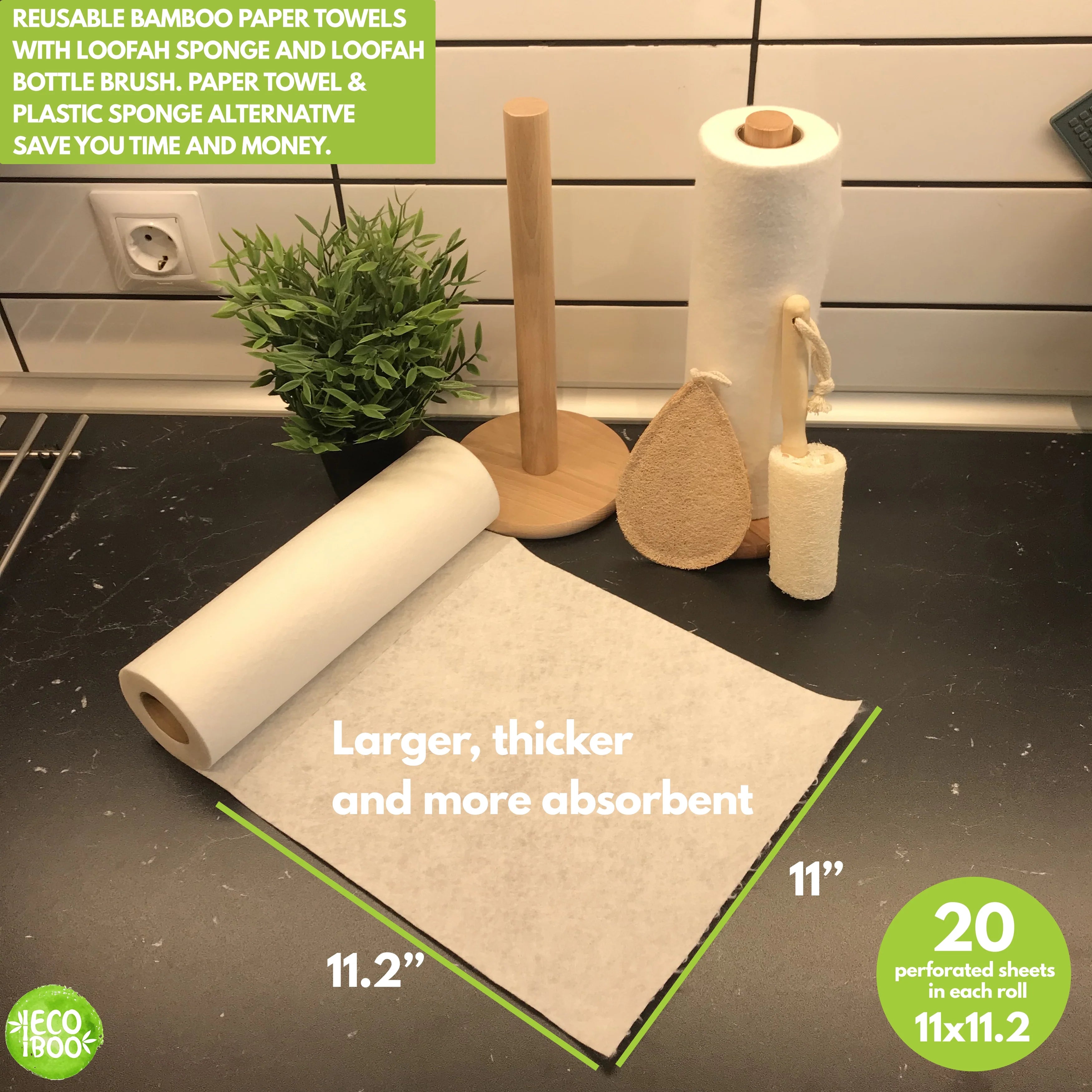 Premium Eco-Friendly Cleaning Set: Reusable Bamboo Paper Towels & Natural Cleaning Tools