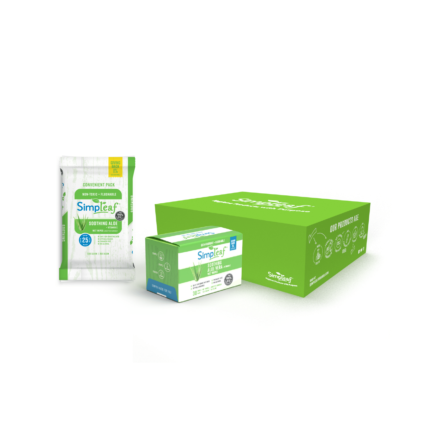 Aloe Vera Flushable Wipes Travel Bundle