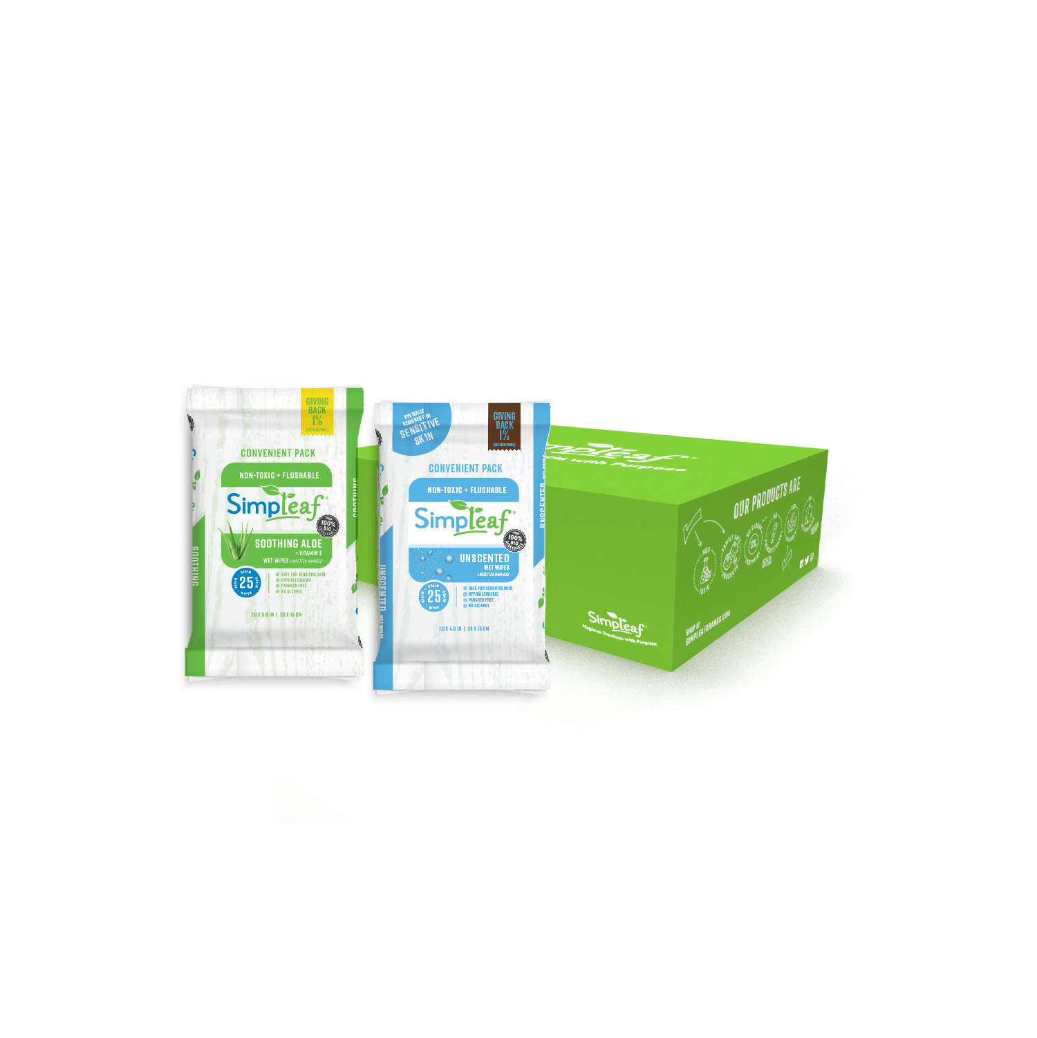 Aloe Vera + Unscented Flushable Wipes Bundle