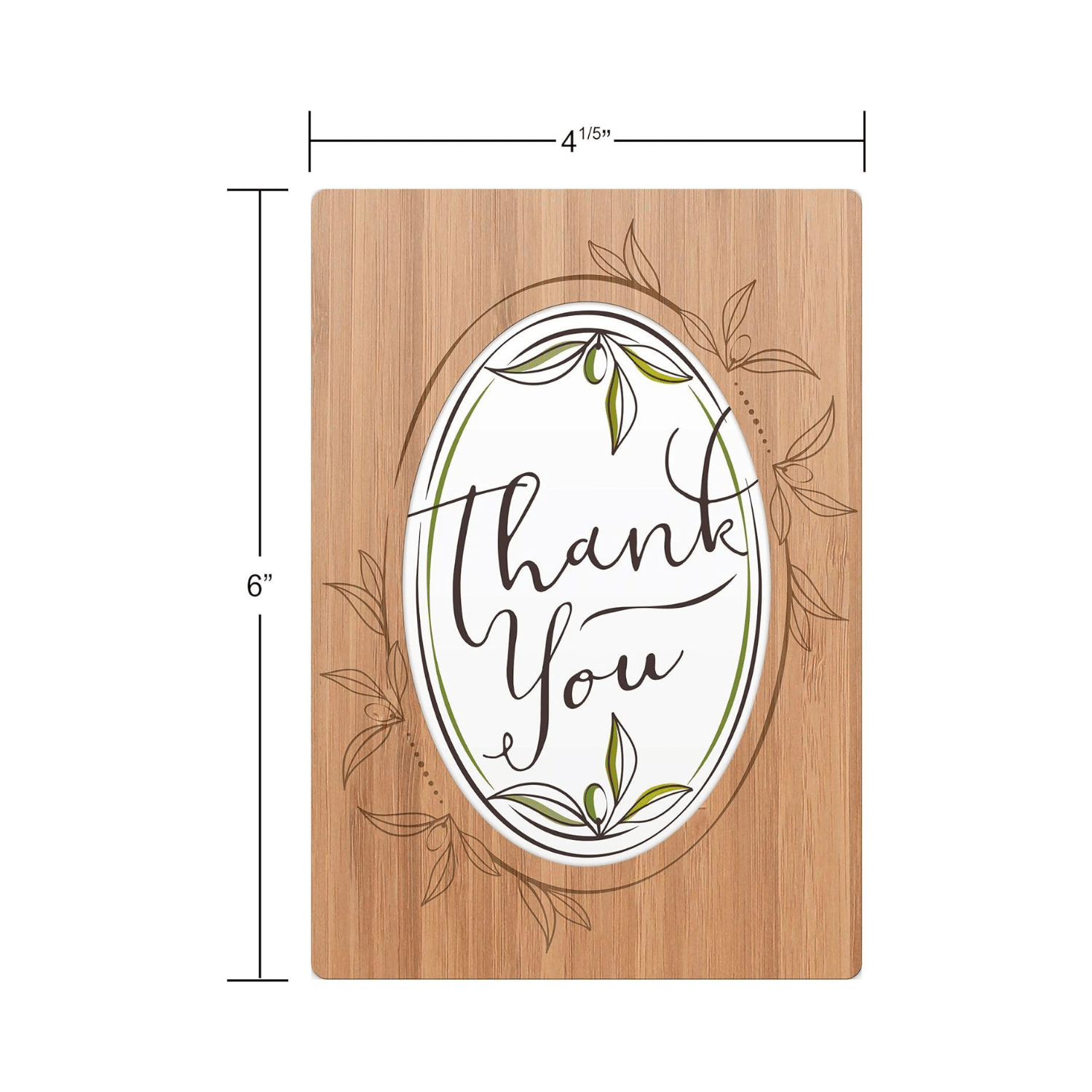 Handcrafted Bamboo Thank You Cards - Leaves