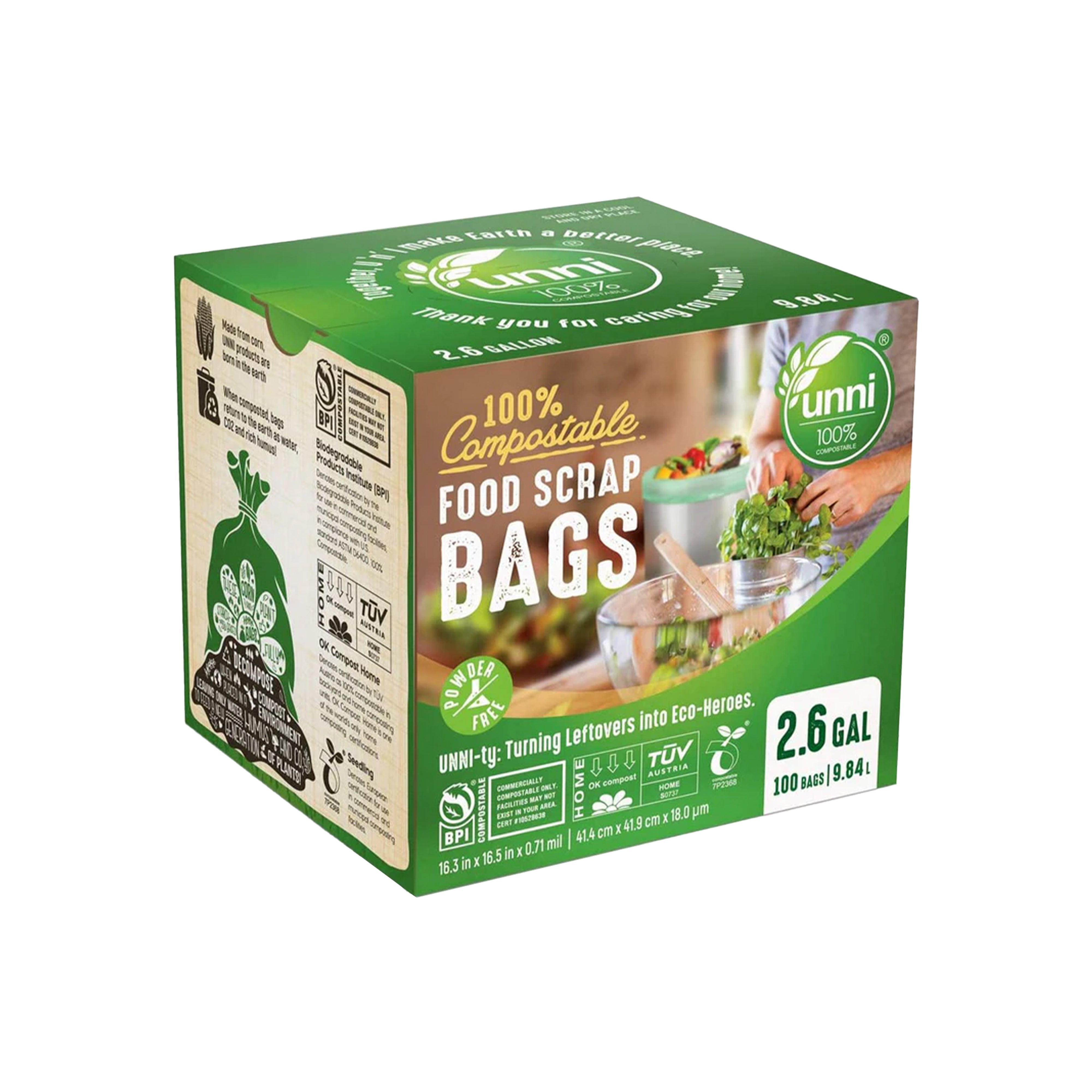 Trash Bag | Compostable, 2.6 Gallon, 100 Count