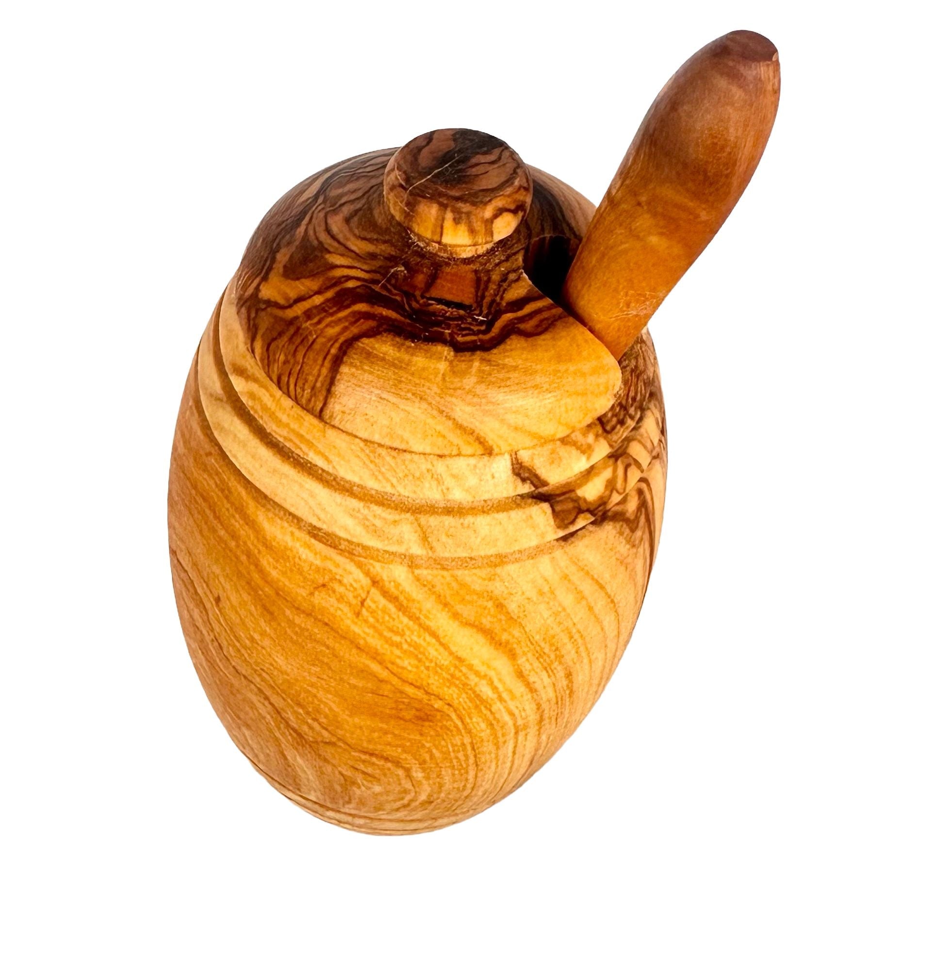 Olive Wood Honey Pot w/Honey Dipper