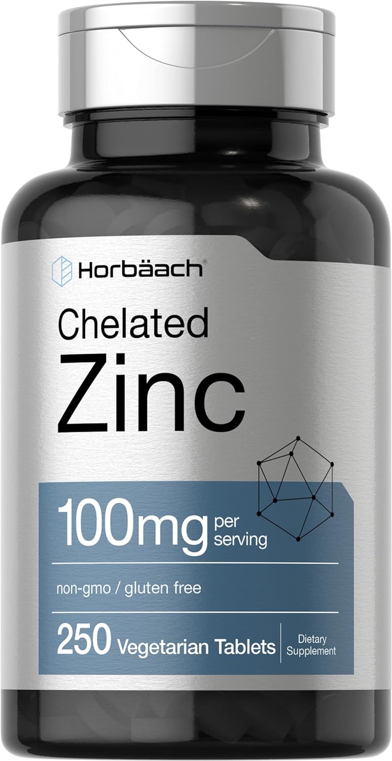 Zinc Supplement | 100mg High Potency, 250 Tablets, Vegetarian, Non-GMO