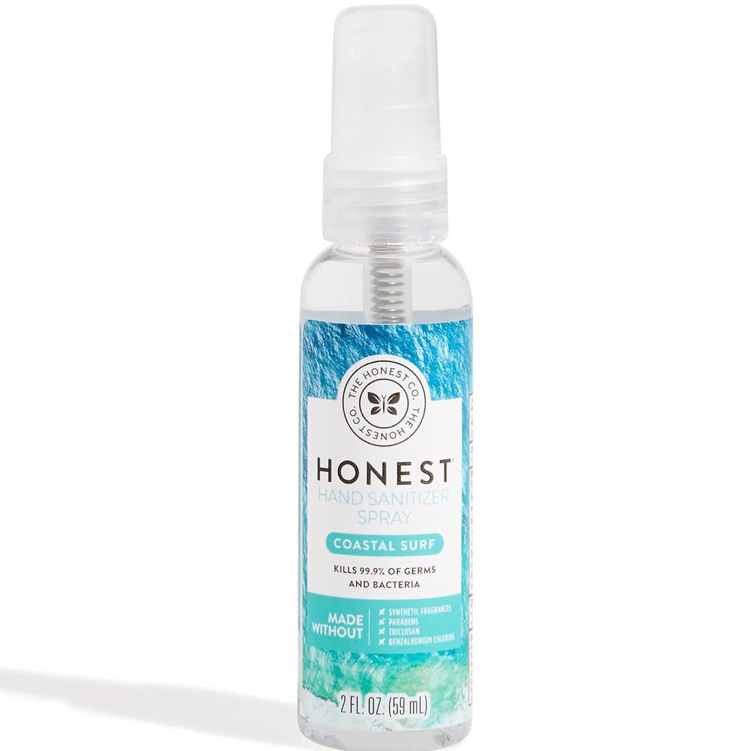 Plant-Based Hand Sanitizer Spray | Kills 99.9% of Germs | Hypoallergenic, Quick-Drying + Moisturizing | Coastal Surf, 2 Fl Oz