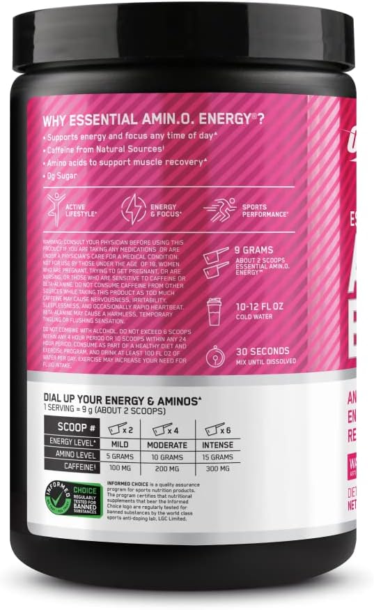 Pre Workout Energy Powder | Green Tea & BCAA, Watermelon Flavor, 30 Servings