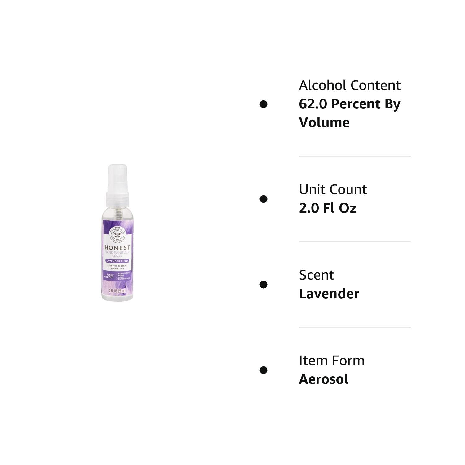 Plant-Based Hand Sanitizer Spray | Kills 99.9% of Germs | Hypoallergenic, Quick-Drying + Moisturizing | Lavender Field, 2 Fl Oz