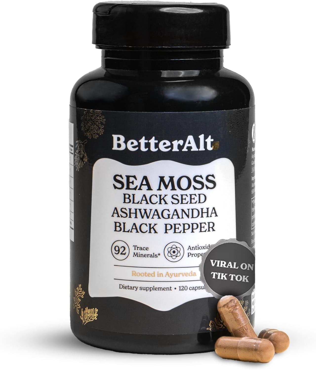 Sea Moss Capsules | Irish Sea Moss, Black Seed Oil, Ashwagandha, 120 Capsules