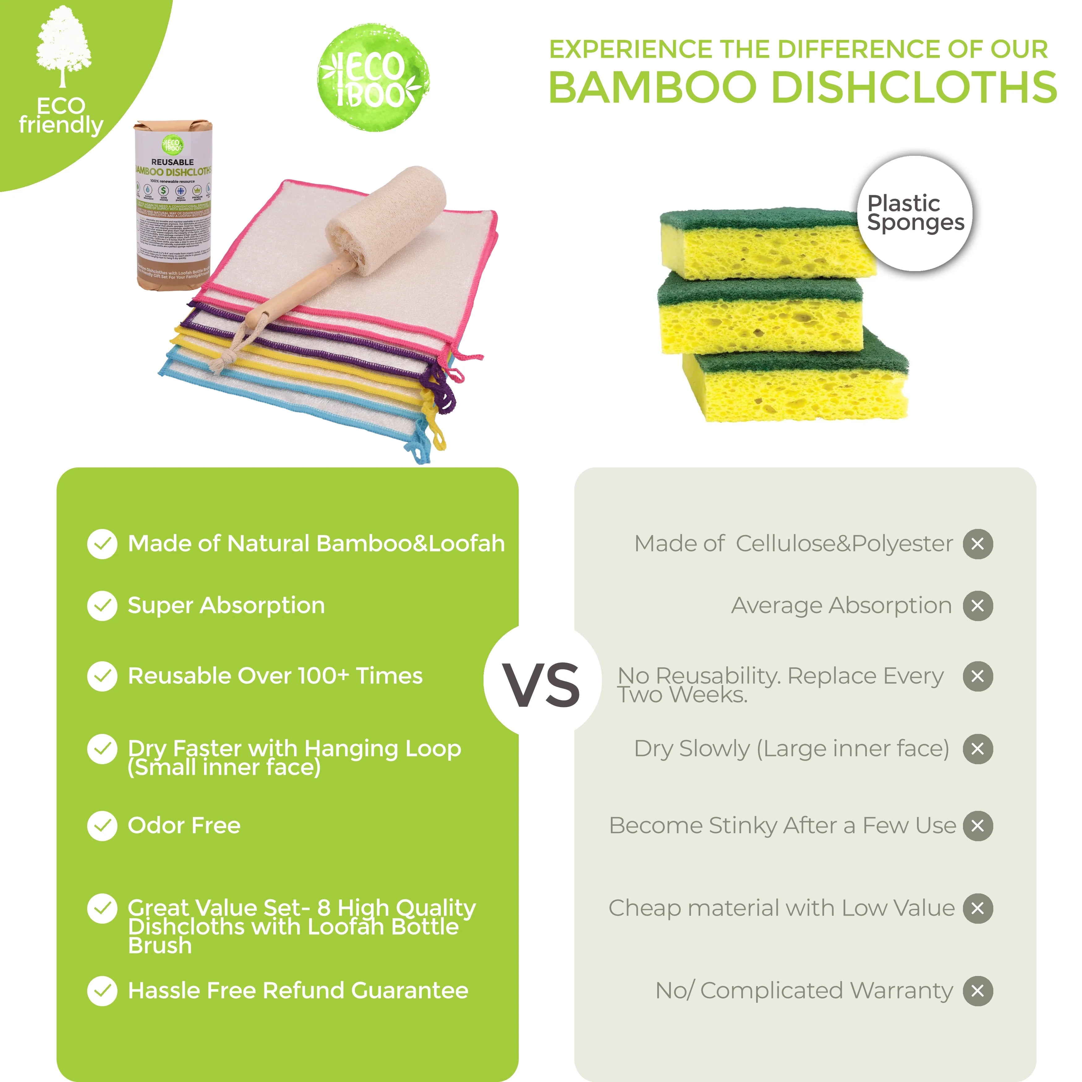 Premium Organic Bamboo Reusable Dishcloth Set