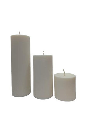 Candle | 3"x9", All Natural, Paraffin Free, Scent Free, Off White - 12