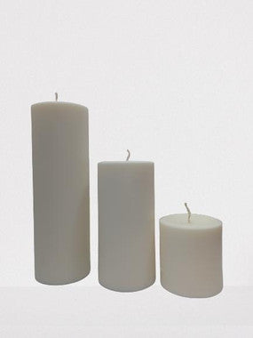 Candle | 3"x6", All Natural, Paraffin Free, Scent Free, Off White - 12