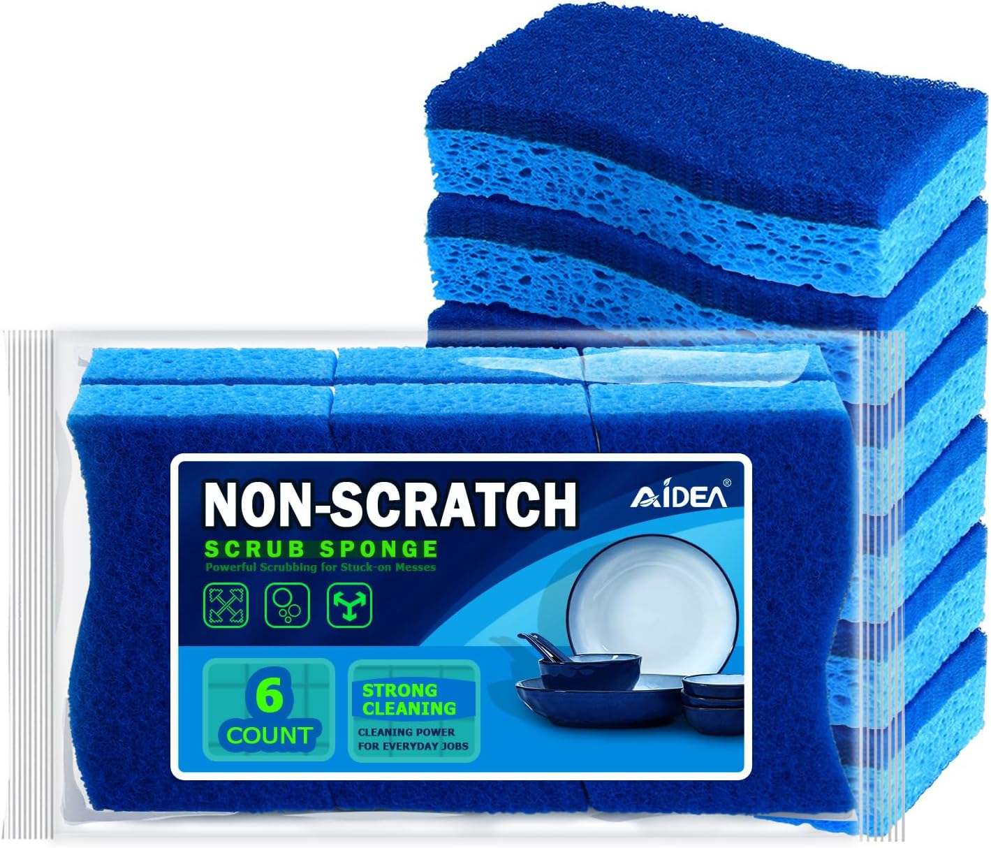 Dish Sponge | 6 Count, Non-Scratch, Ideal for Non-Stick Cookware